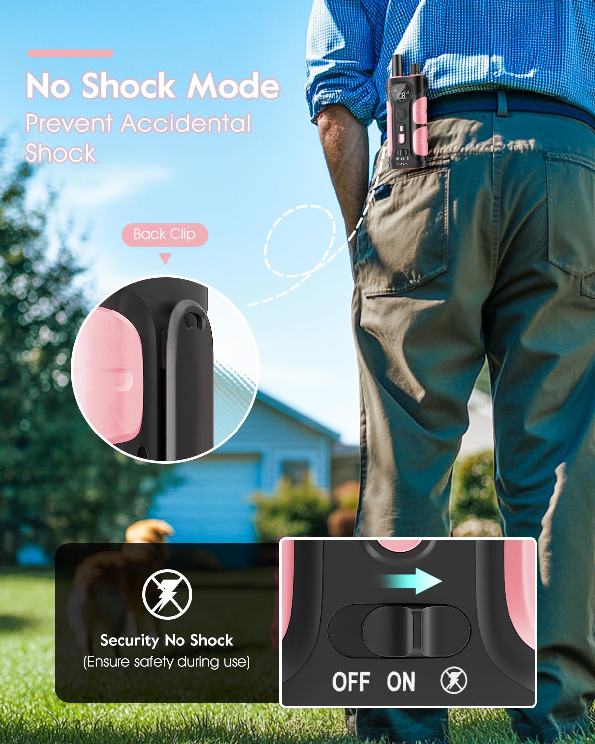 SLOPEHILL Dog Shock Collar,4200FT Dog Training Collar with Remote,IPX8 Waterproof E-Collar with Beep,Vibration,Shock,Flash Light,No Shock Mode,Electric Shock Collar for Small Medium Large Dog,Pink - image 6