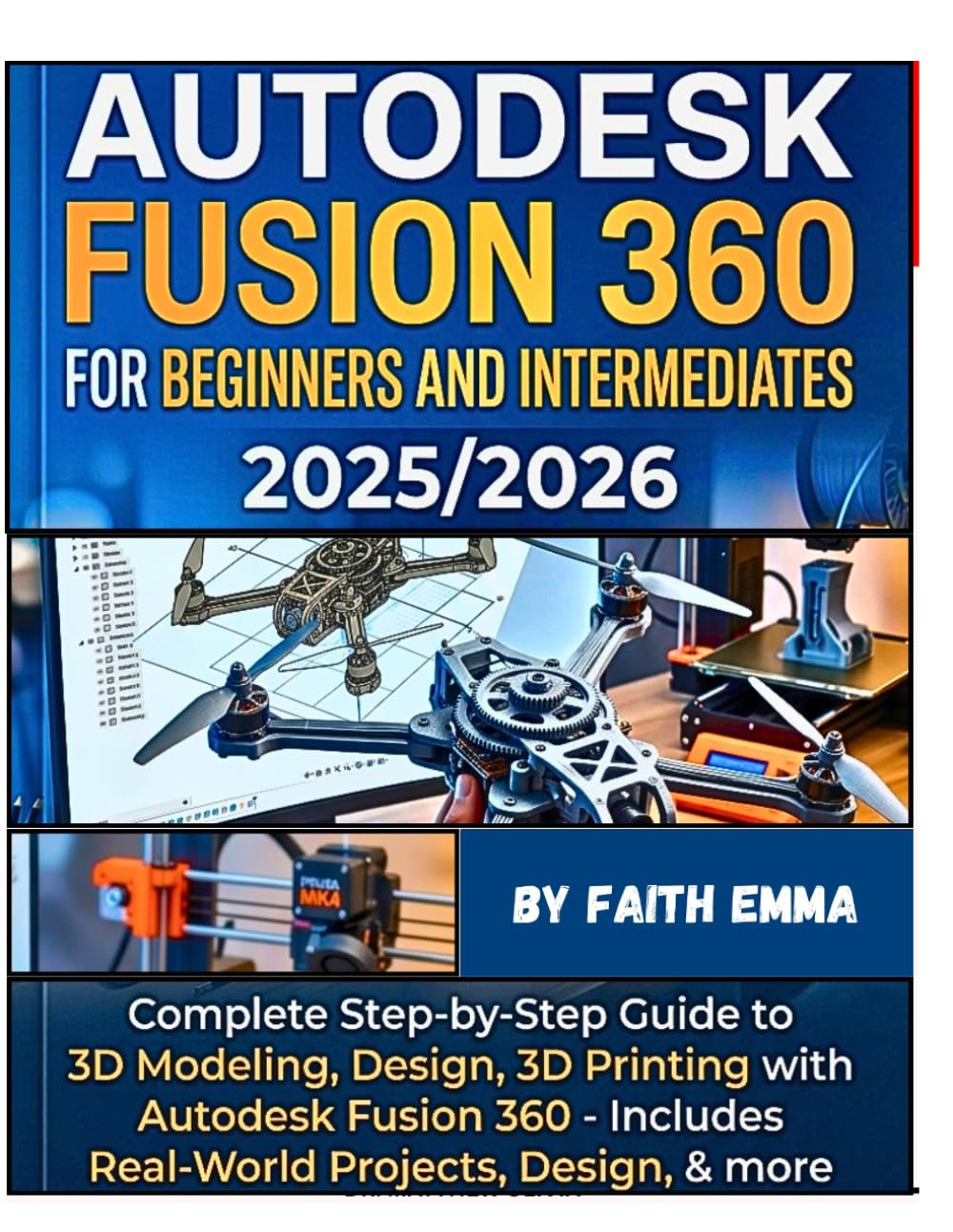 AUTODESK FUSION 360 FOR BEGINNERS AND INTERMEDIATES 2025/2026: Complete Step-by-Step Guide to 3D Modeling, Design, 3D Printing with Autodesk Fusion 360 - Includes Real-World Projects, Design, & more