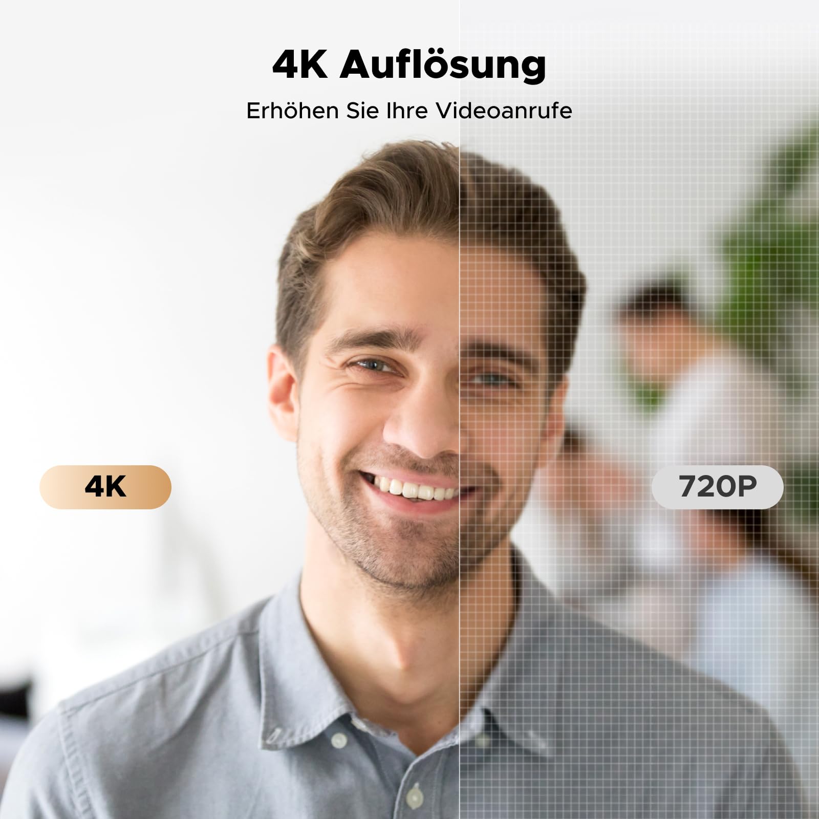 UGREEN FineCam Lite 4K, UHD Webcam 4K, Webcam mit Mikrofon und Objektivabdeckung, PC Kamera Autofokus, 70°FOV, USB-A/C Anschluss, für PC/Laptop/Windows/Mac/Linux/Skype/FaceTime