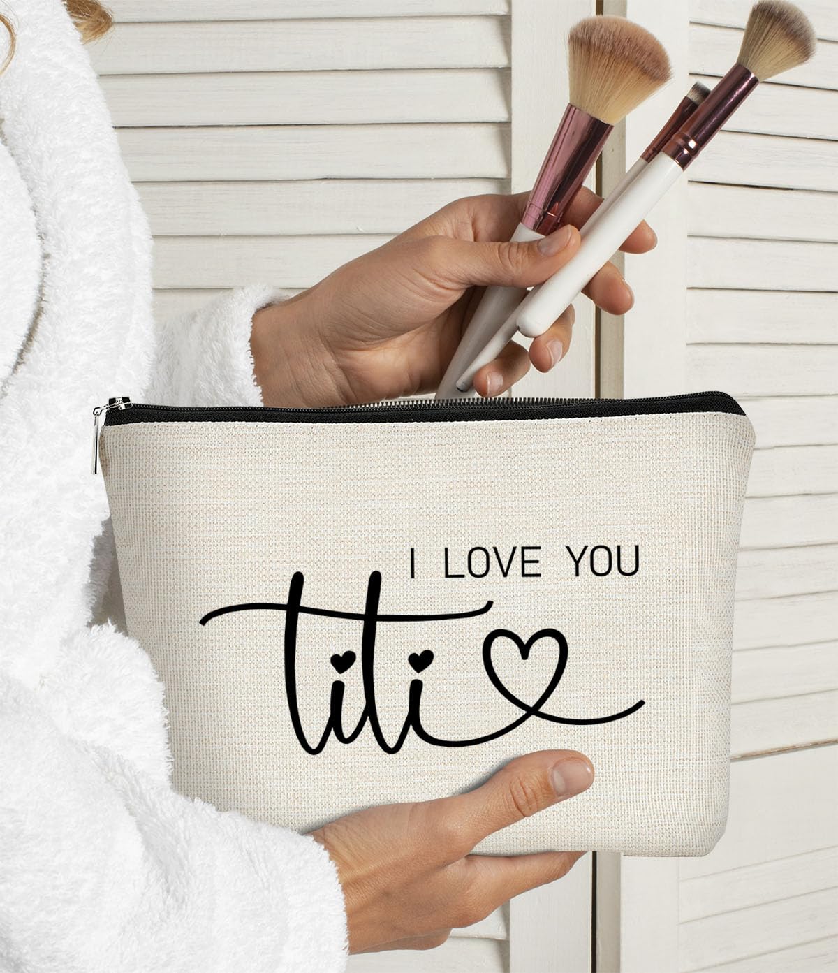 BARPERY Aunt Gifts, Auntie Gift Ideas, Titi I Love You Makeup BagTiti Gifts,Auntie Gifts for Women, Best Auntie Gifts Cosmetic Bag,Gifts for Aunts from Niece,Aunt Birthday Mothers's Day Gifts