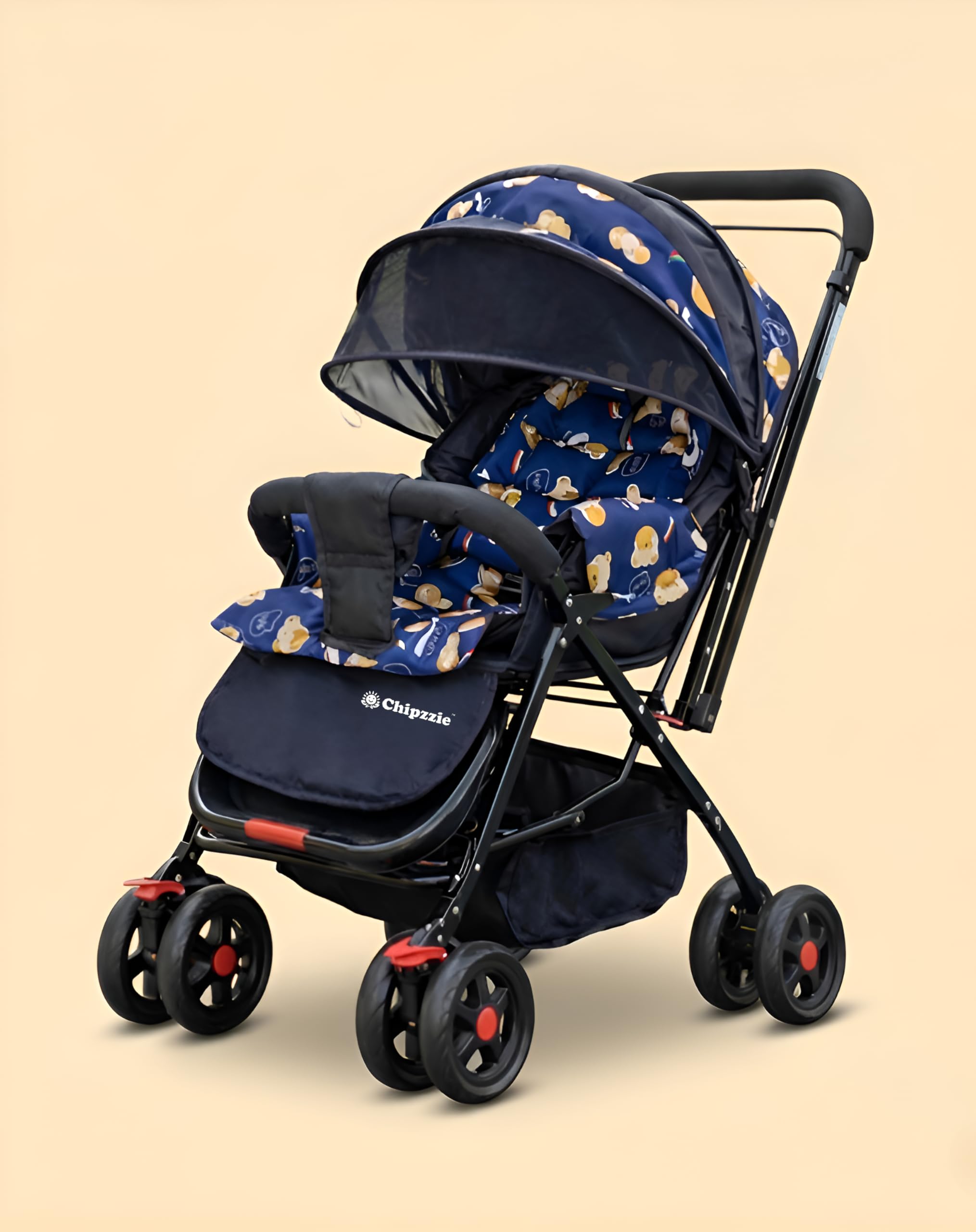 Ezy Go+ Stroller/Pram/Buggy for Baby/Kids 0-36 Months; Modern, Compact, Lightweight, Travel Friendly. (N. Blue -Teddy)-image-18