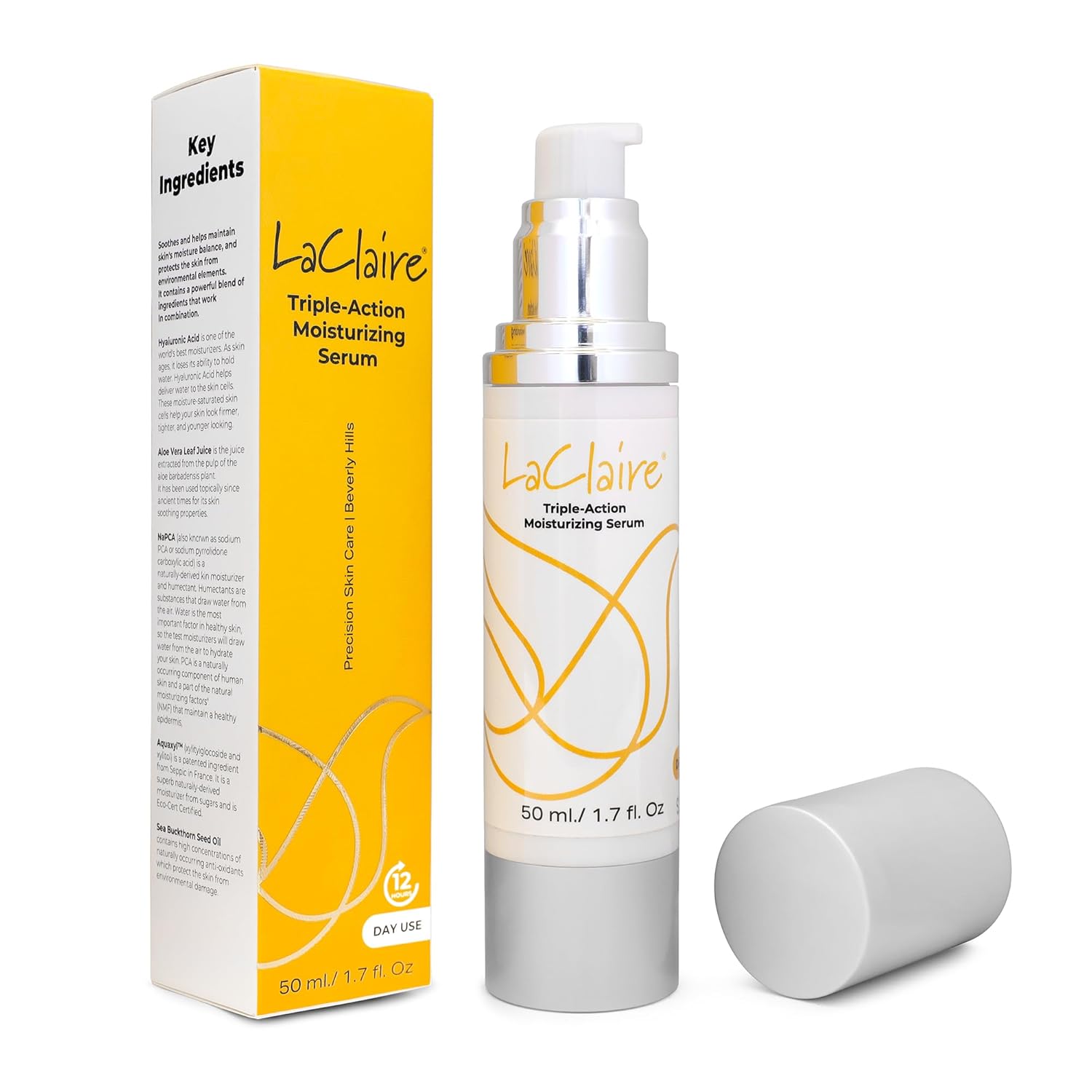 Triple-Action Daily Moisturizing Serum – 70% Organic, Paraben-Free Hyaluronic Acid + Aloe Vera + Green Tea – Hydrates, Soothes & Protects – 50 mL