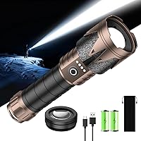 Vista 13 de SKYFIRE Linternas recargables de alto lúmenes con lente de ignición, linterna táctica súper brillante de 5000, con zoom, 6 modos, linterna