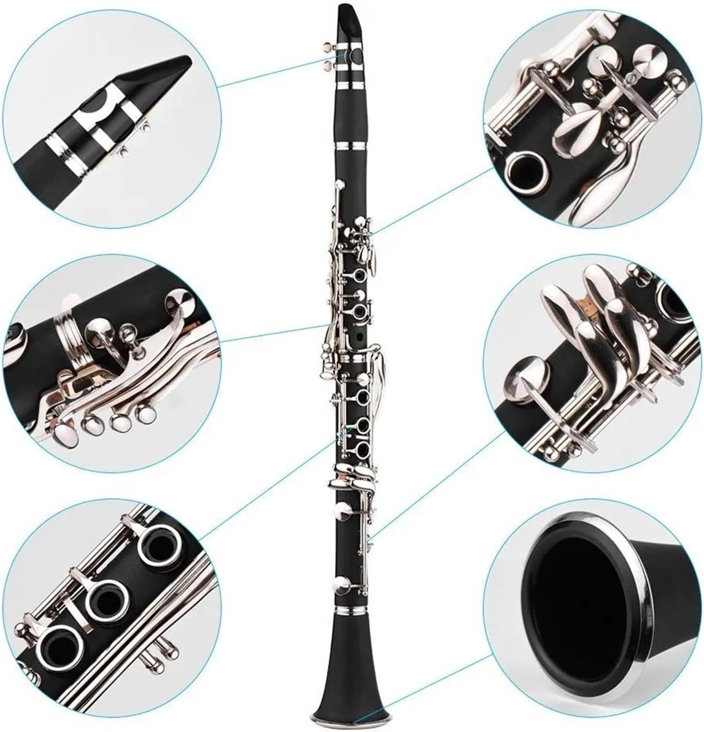 17 Key BB Flat Soprano Binocular Clarinet With Cleaning Cloth