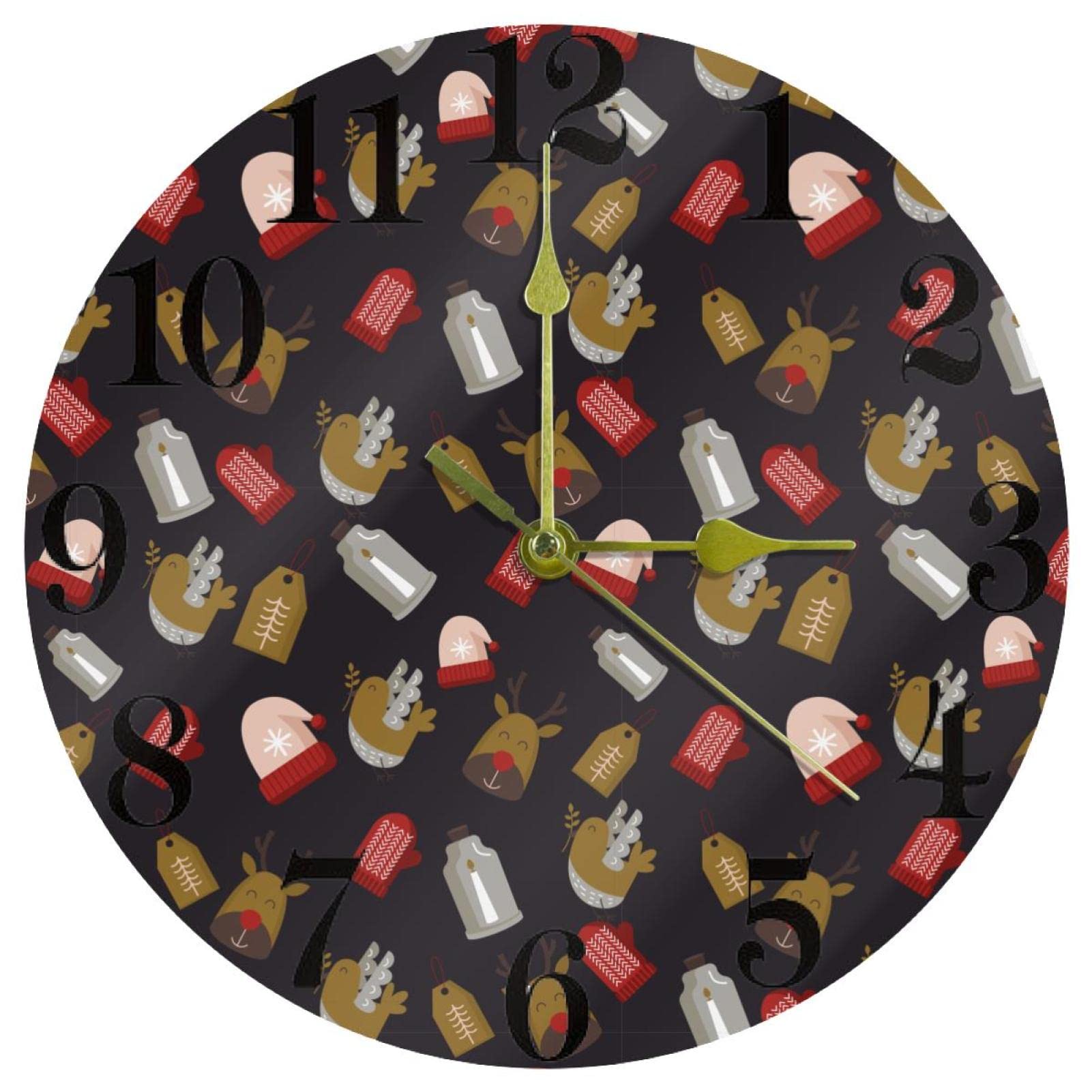Horloge murale fonctionne à piles Raindeer grande pendule de cuisine
