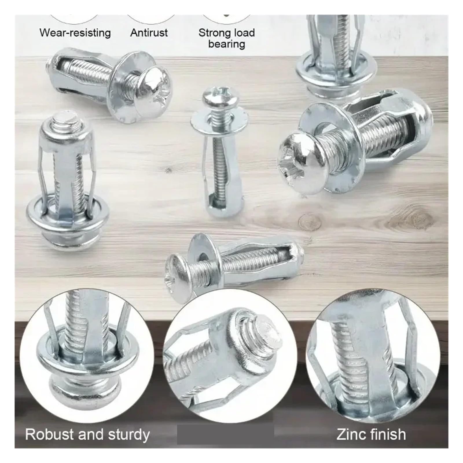 100 tasselli da muro con dadi for rivetti a petalo M4-M6