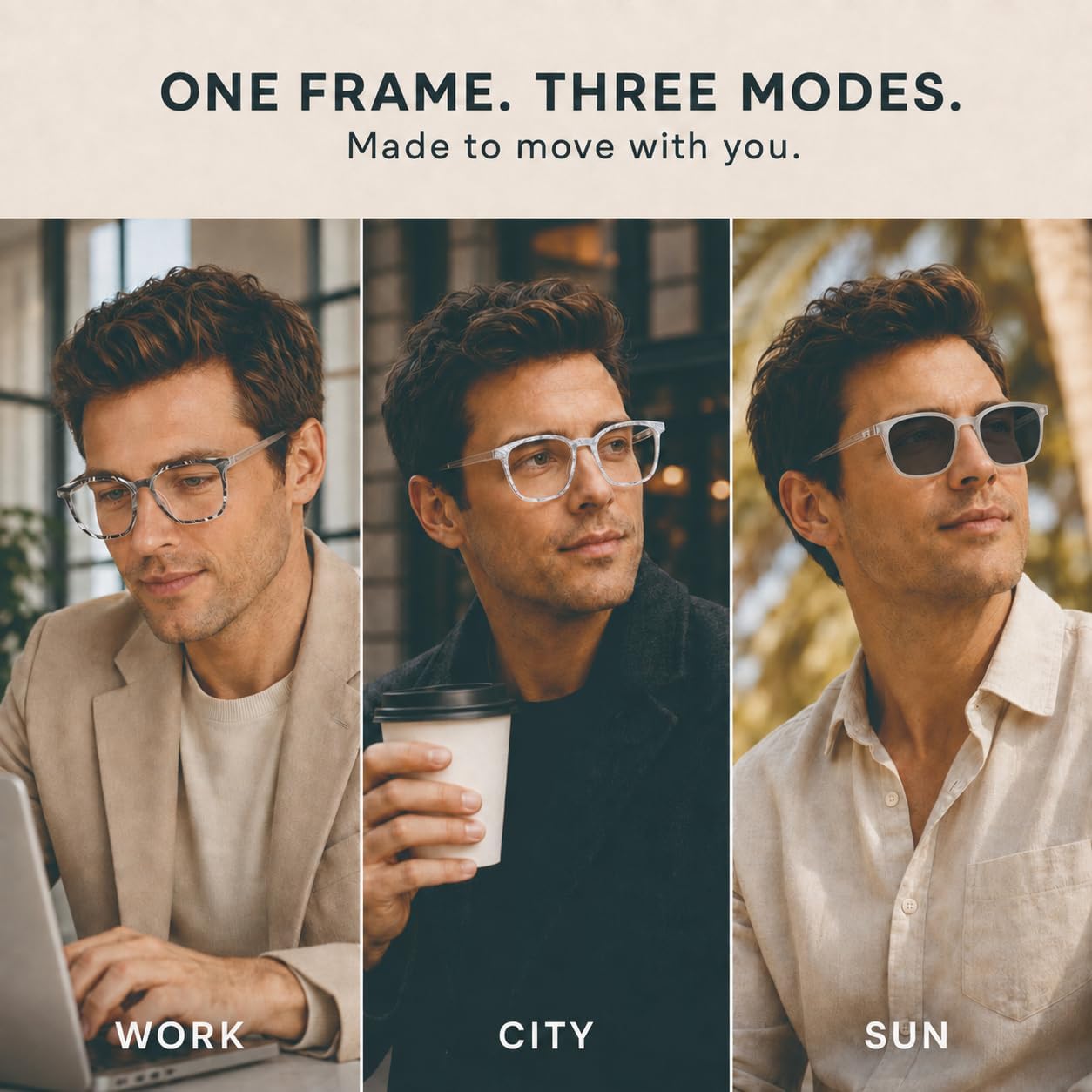 KAIRO Magnetic Glasses, Square Frame & Interchangeable Toppers image 2