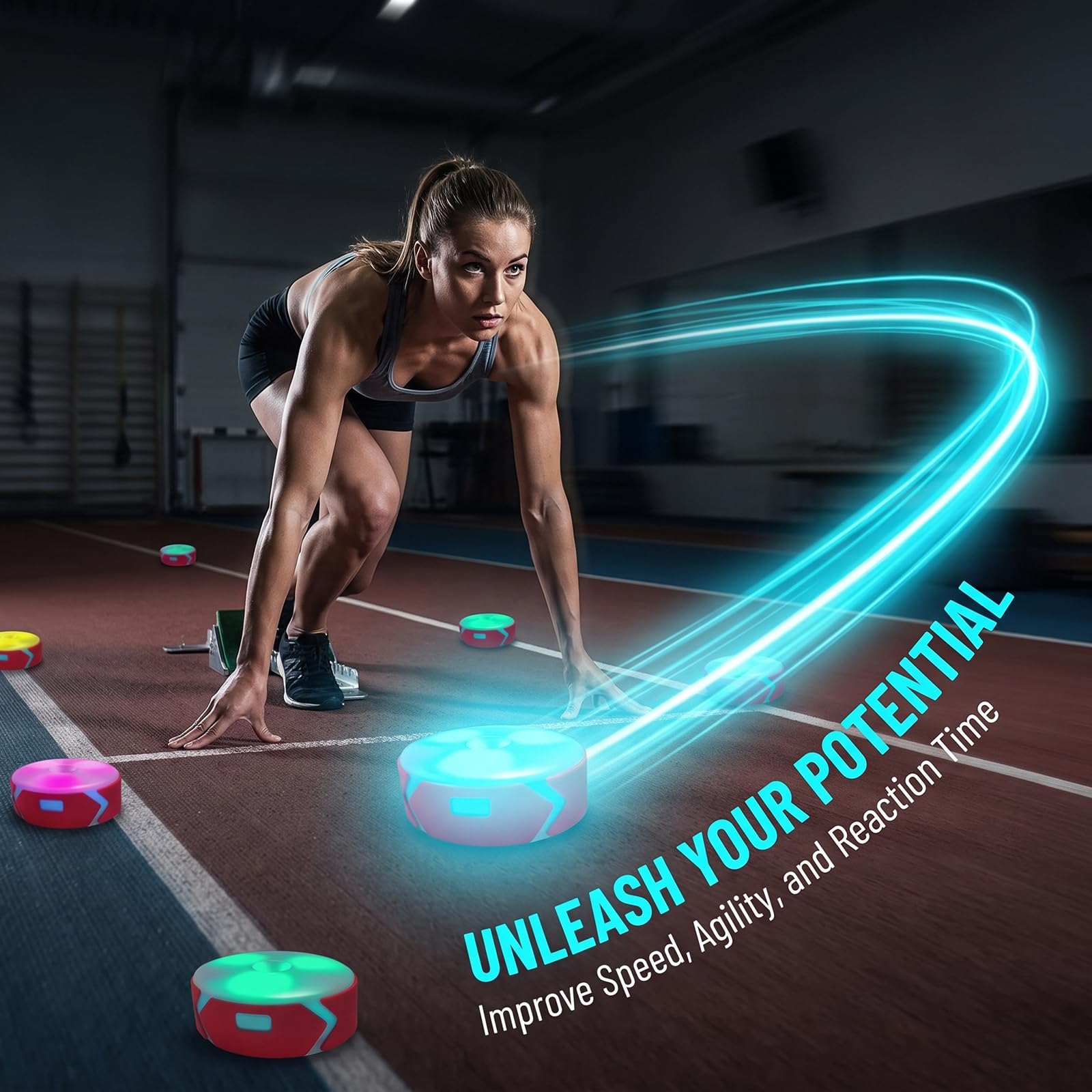 Juego De 4 Luces De Entrenamiento De Reacción con Carga USB, 4 Modos, Ideales para Entrenamiento De Velocidad, Coordinación, Fitness, Baloncesto Y Fútbol. Accesorios Deportivos.