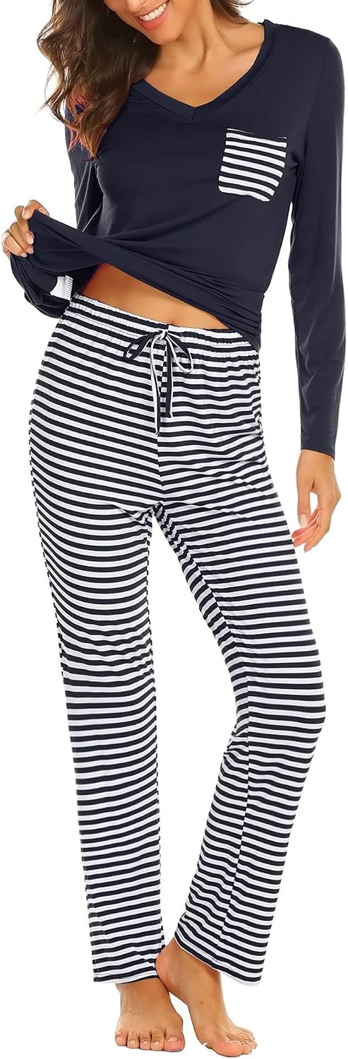 Balancora Pigiama da donna in 2 pezzi con maglietta e pantaloni taglie S-XXL  biancheria da notte per donne lencicol Moda Abbigliamento