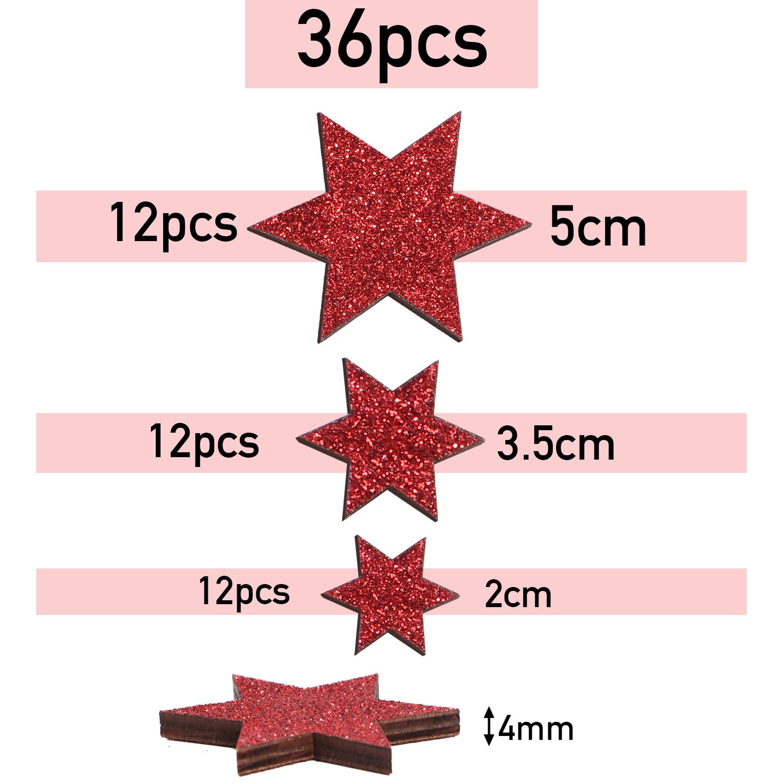 Stelline Di Legno Per Decorazioni Natalizie, 60 Pezzi In 3 Dimensioni (20, 30, 40 Mm) - Per Fai Da Te, Artigianato, Tavola