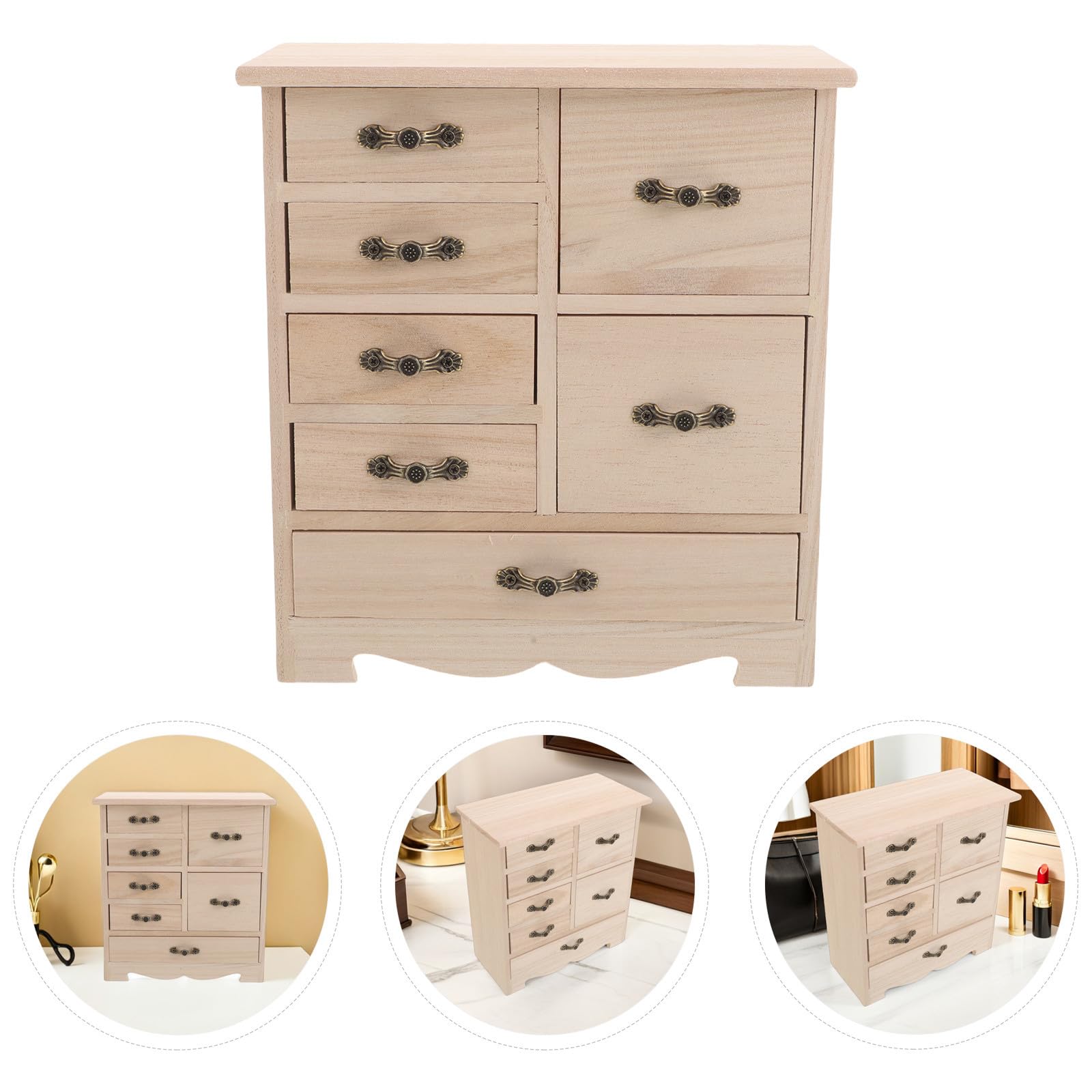UKCOCO Portagioie Multi Cassetti in Legno Beige per Gioielli e DIY