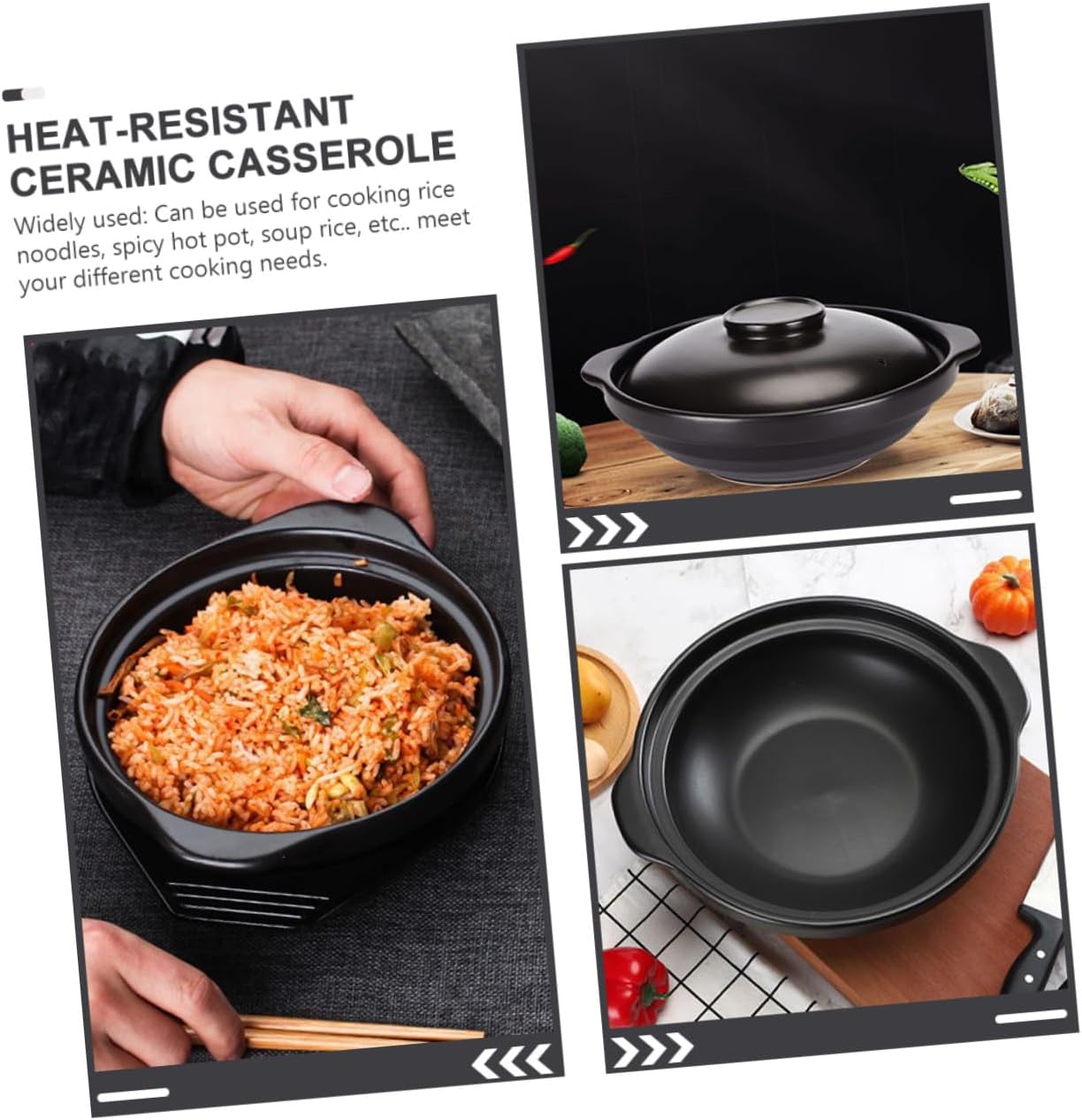 Ceramic Casserole Pot with Lid for People High-temperature Resistant Nonstick Stew Pot for Braised Chicken Bibimbap Soup for Home and Restaurant Use