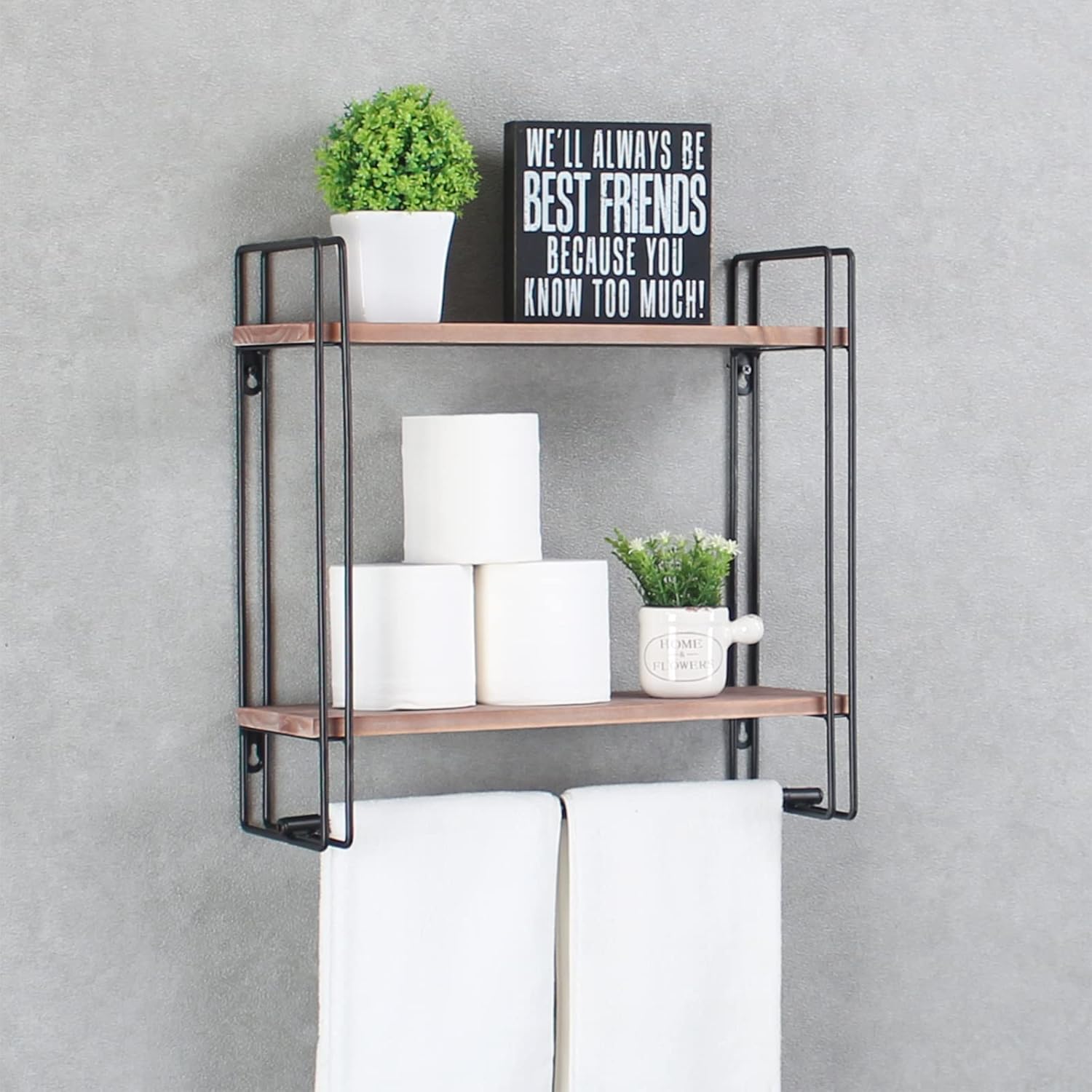 Eitlos Industrial Bathroom Shelves Wall Mounted,Rustic Pipe