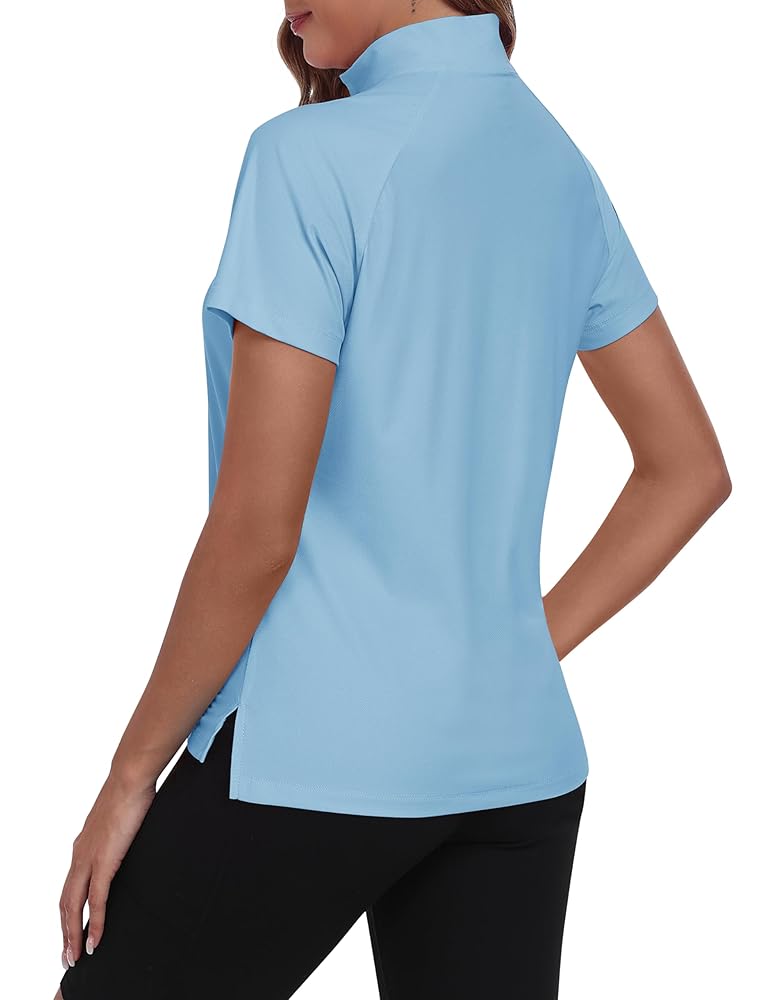 Rash Guard Donna Manica Corta UPF50+ - Top Protezione Solare, Asciugatura Rapida, Con Zip - Foto 7