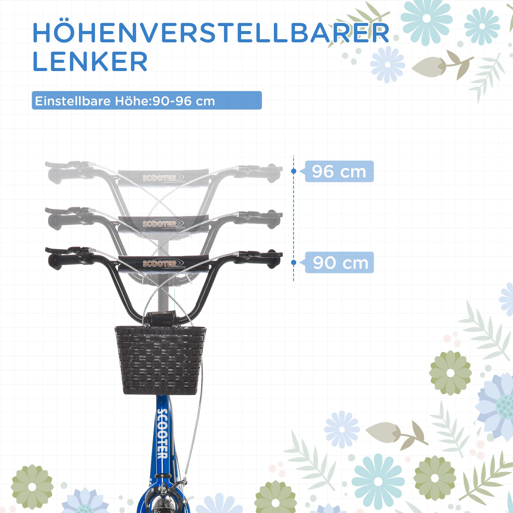 HOMCOM Trottinette pour enfant avec guidon réglable, grandes roues et frein à main, trottinette de ville 30,5 cm, pour garçons et filles à partir de 5 ans, en métal, noire HOMCOM Trottinette pour enfant avec guidon réglable, grandes roues et frein à main, trottinette de ville 30,5 cm, pour garçons et filles à partir de 5 ans, en métal, noire