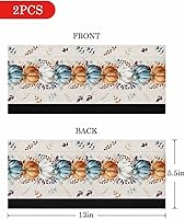 Vista 6 de Juego de 2 fundas de arpillera otoñal para manijas de puerta de refrigerador, para lavavajillas, microondas, horno, nevera, estufa