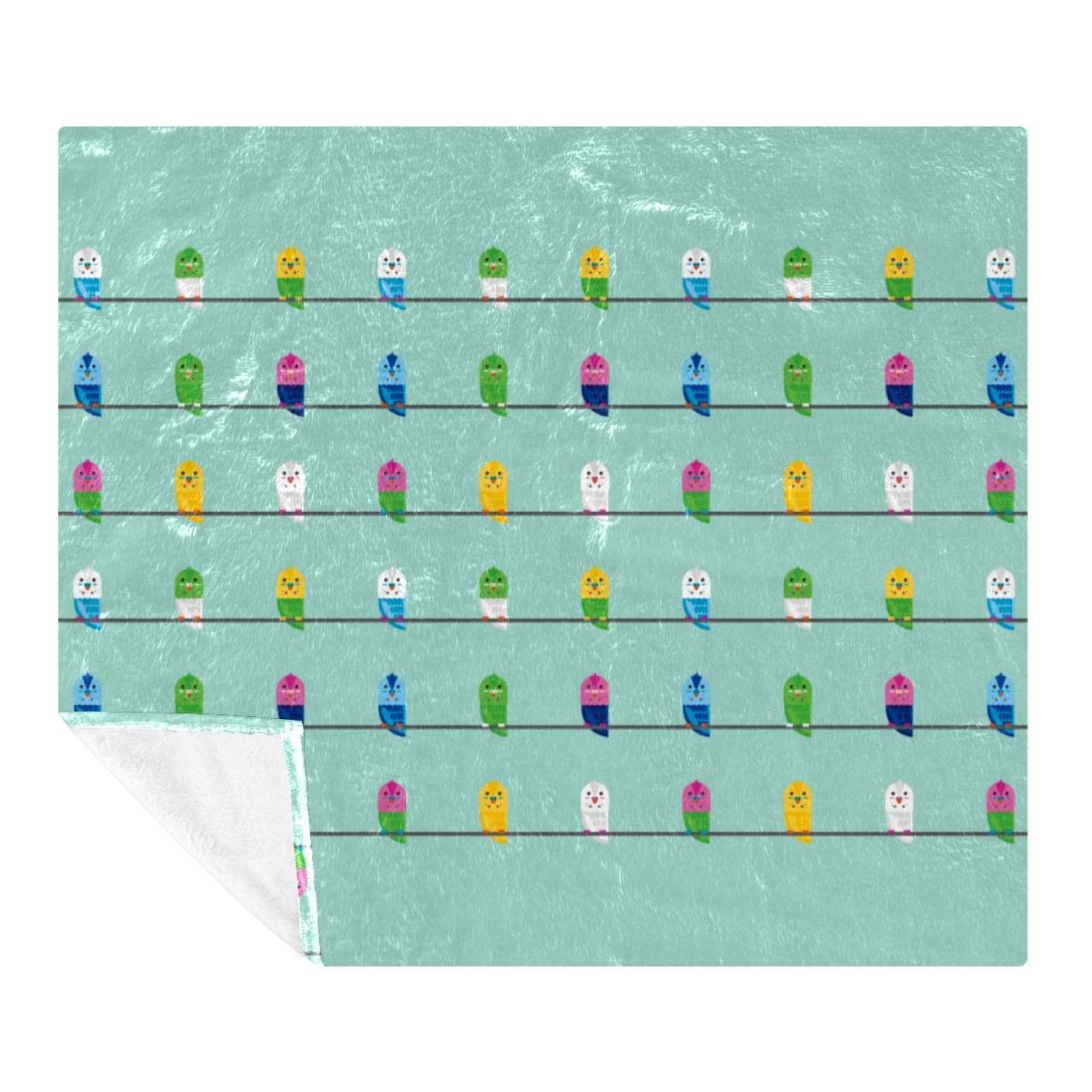 Colorful Budgies Fleece Throw Blanket,Super Soft Luxurious Bedding Blanket