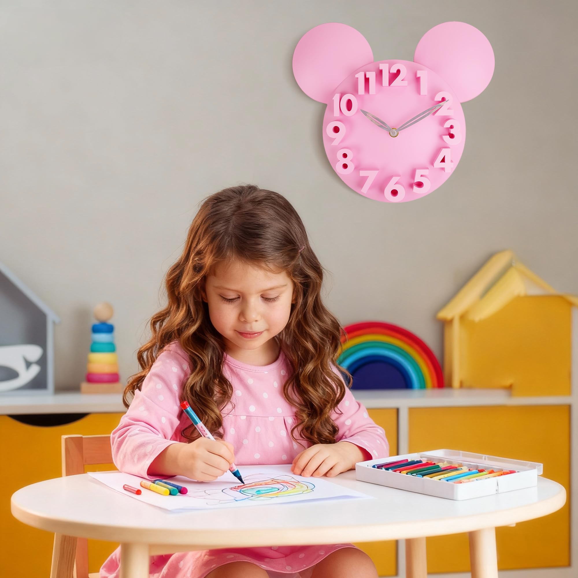 Amazon.co.jp: Lafocuse 3D かわいい ミニーマウス ピンク 壁掛け時計