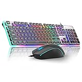 Camiysn Gaming Creamy Keyboard and Mouse, Black 104 Keys RGB and 6 Speed RGB Mouse Combo, Pudding Keycaps Silent Computer Keyboard for Computer/PC/Laptop/Mac/Windows/Office