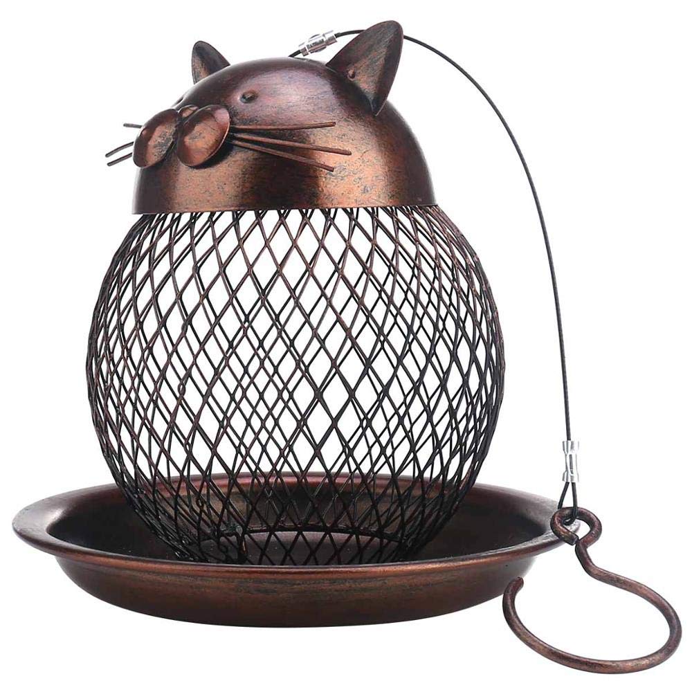 Mangiatoia per Uccelli a Forma di Gatto ， Mangiatoie per Uccelli Selvatici in Ferro da Appendere all'aperto Stazione di Cibo per Uccelli per Giardino, Cortile, Patio, Recinzione, decking