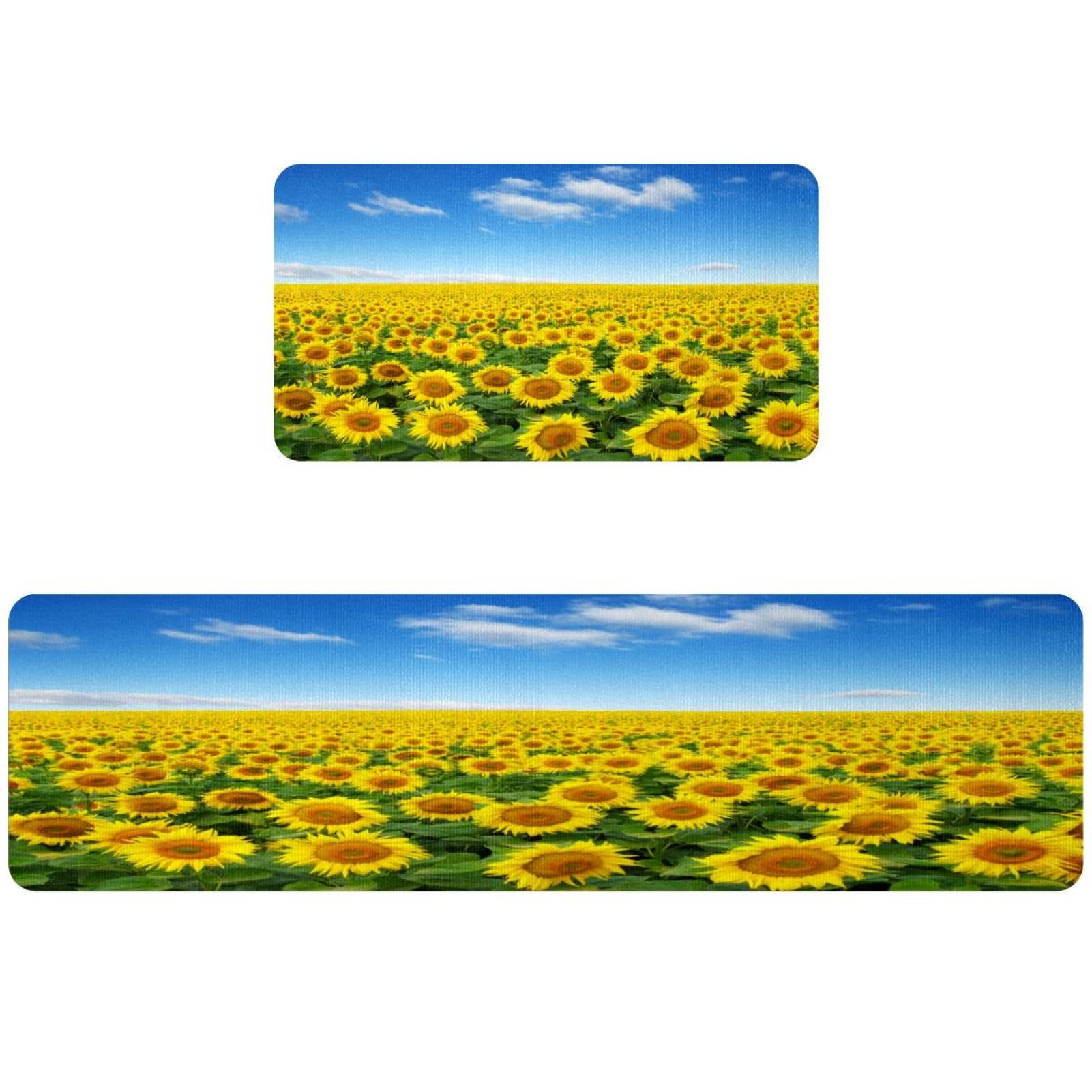 Tapetes de cocina lavables para pasillo y cuarto de lavado con estampado de girasoles