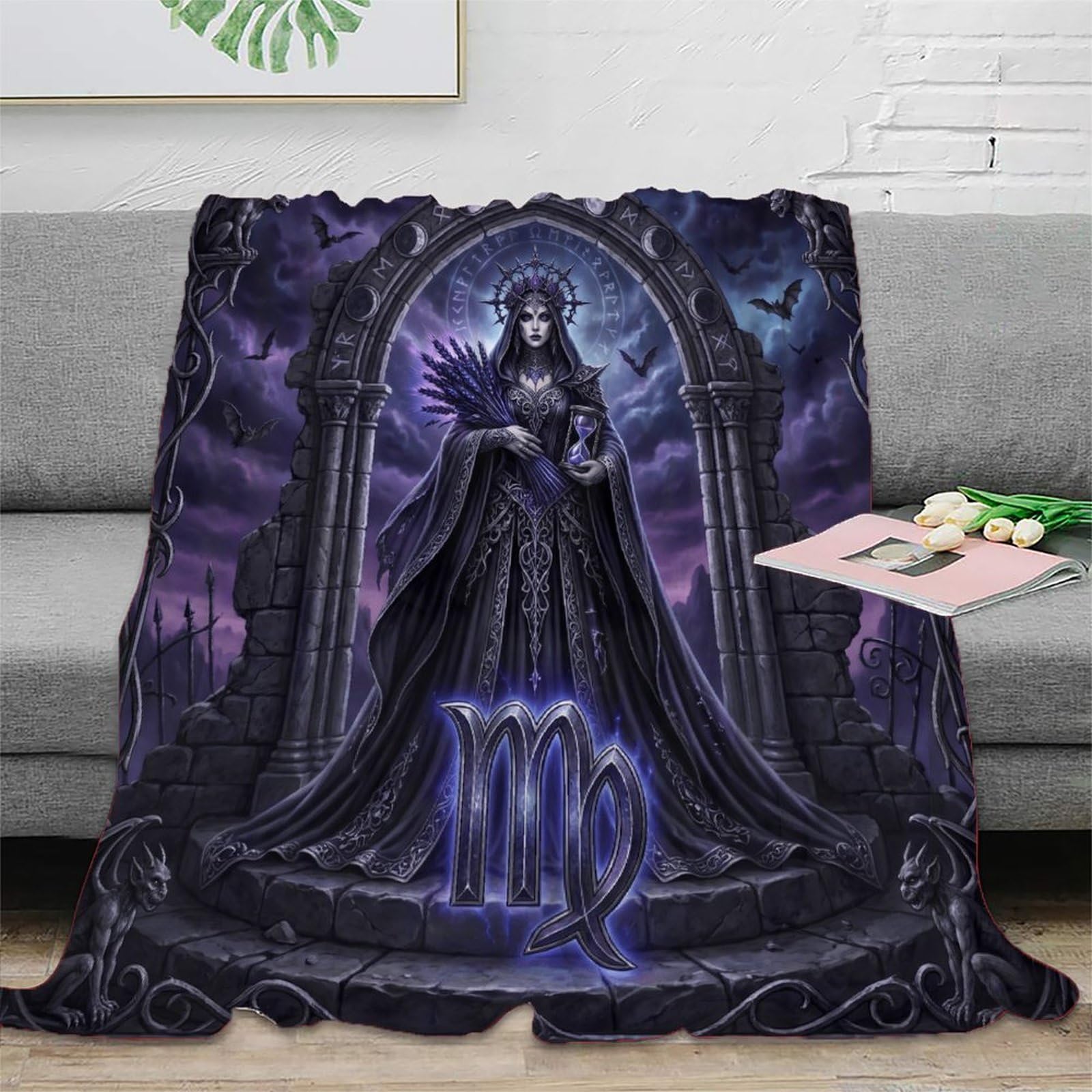 H3B8U2Y5 Virgo Zodiac Mystical Gothic for Warm Throw Blanket, Couch TV Time
