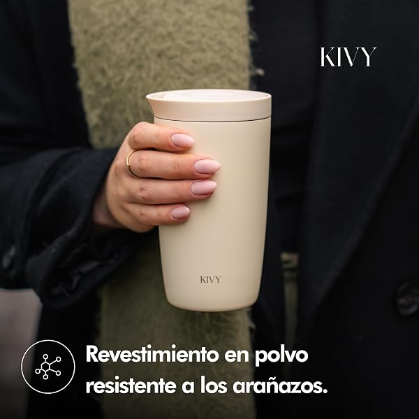 KIVY Termo de Café 350ml [CIERRE QUICK PRESS] - Vaso Termico - Taza Termica Llevar - Para Bebidas Frías & Calientes - Travel Mug - Sin BPA & A Prueba de Fugas - Doble Pared & Acero Inoxidable - Bleu - 2
