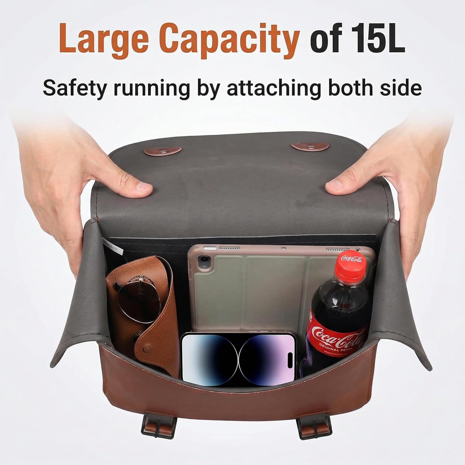 Japard Leather Motorcycle Saddlebags, Retro Bicycle Rack Bag, 2 Pcs Pannier Rear Rack Bike Bags, Biker Side Bags, Brown