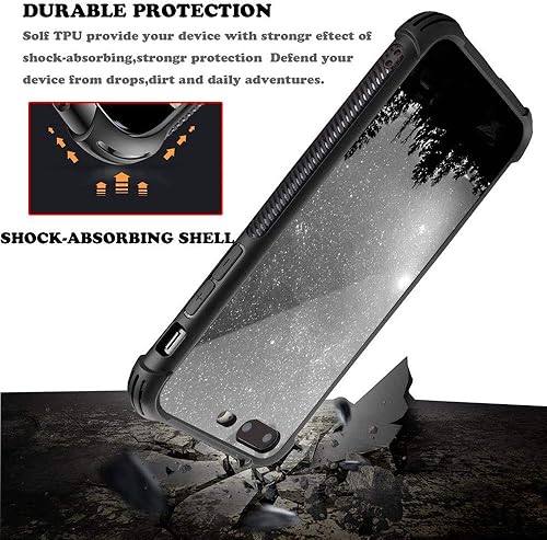 Miniatura 4 de Funda compatible con iPhone 7P8P, Forest Silhouettes Constellation, parte trasera de vidrio templado + funda protectora de TPU de silicona suave