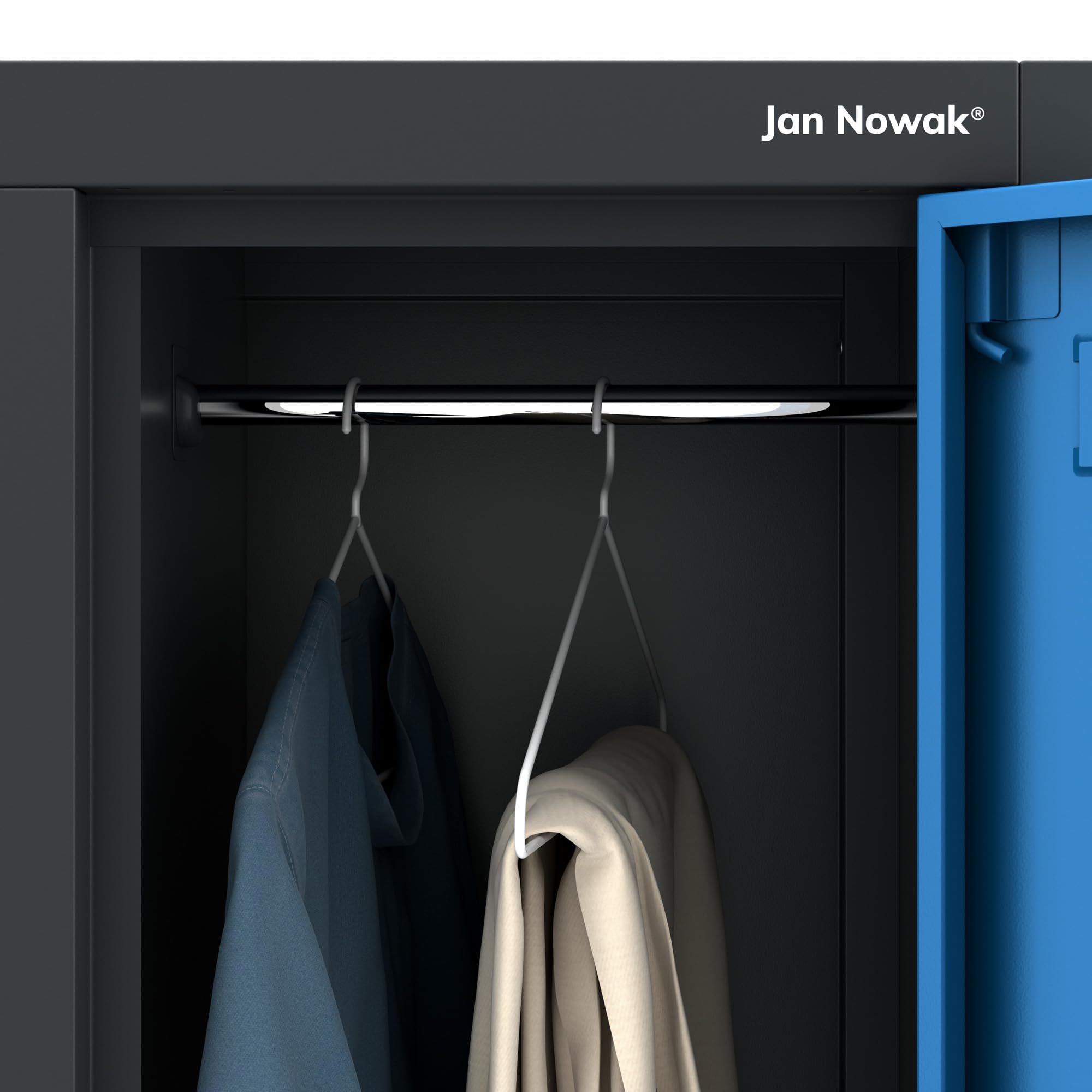 Jan Nowak Armario para Vestuario Taquilla Metálico con 6 Compartimentos Ranuras de ventilación Recubrimiento de Polvo 185 cm x 90 cm x 45 cm Azul Antracita