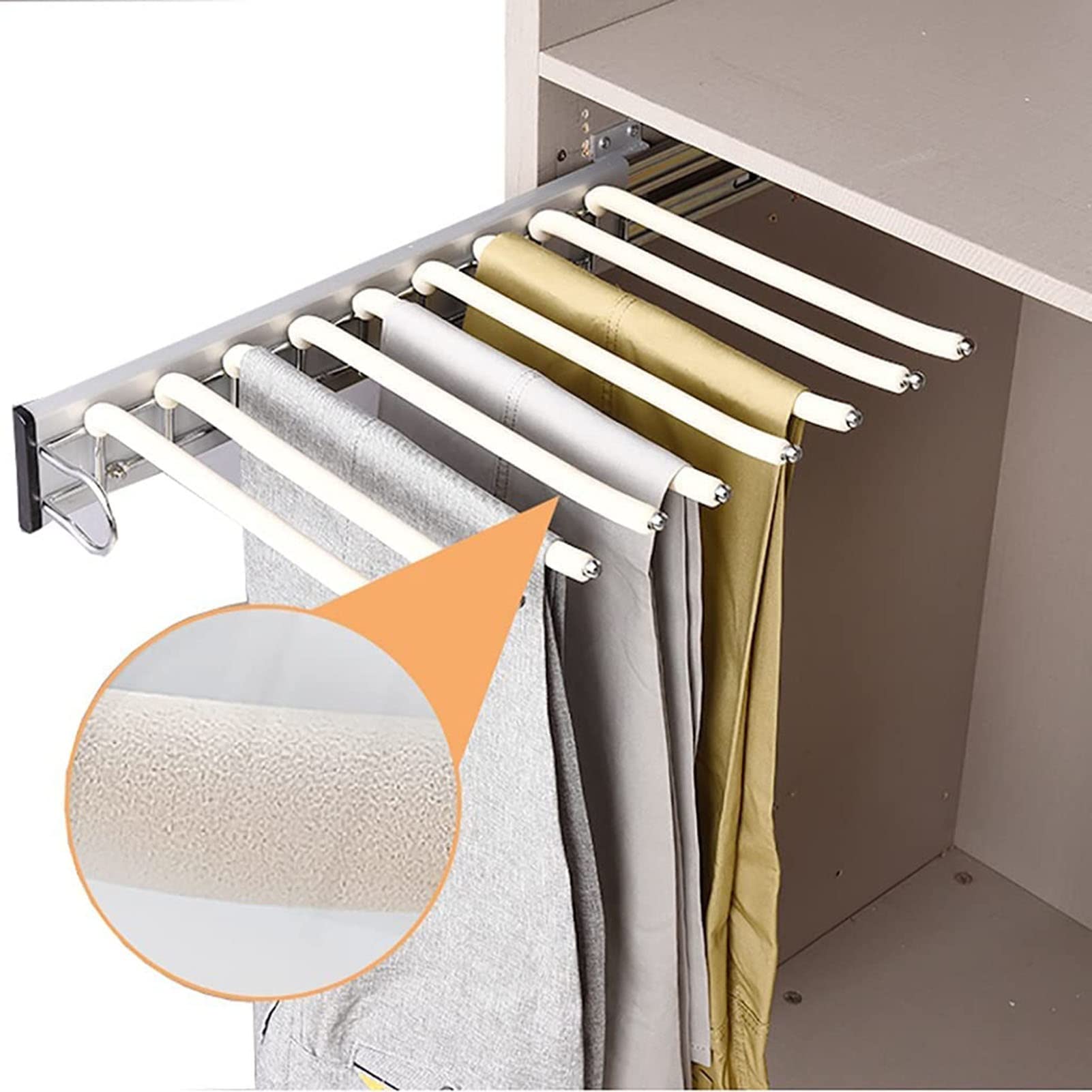 Étagère à pantalons coulissante latérale pour armoire ordonnée