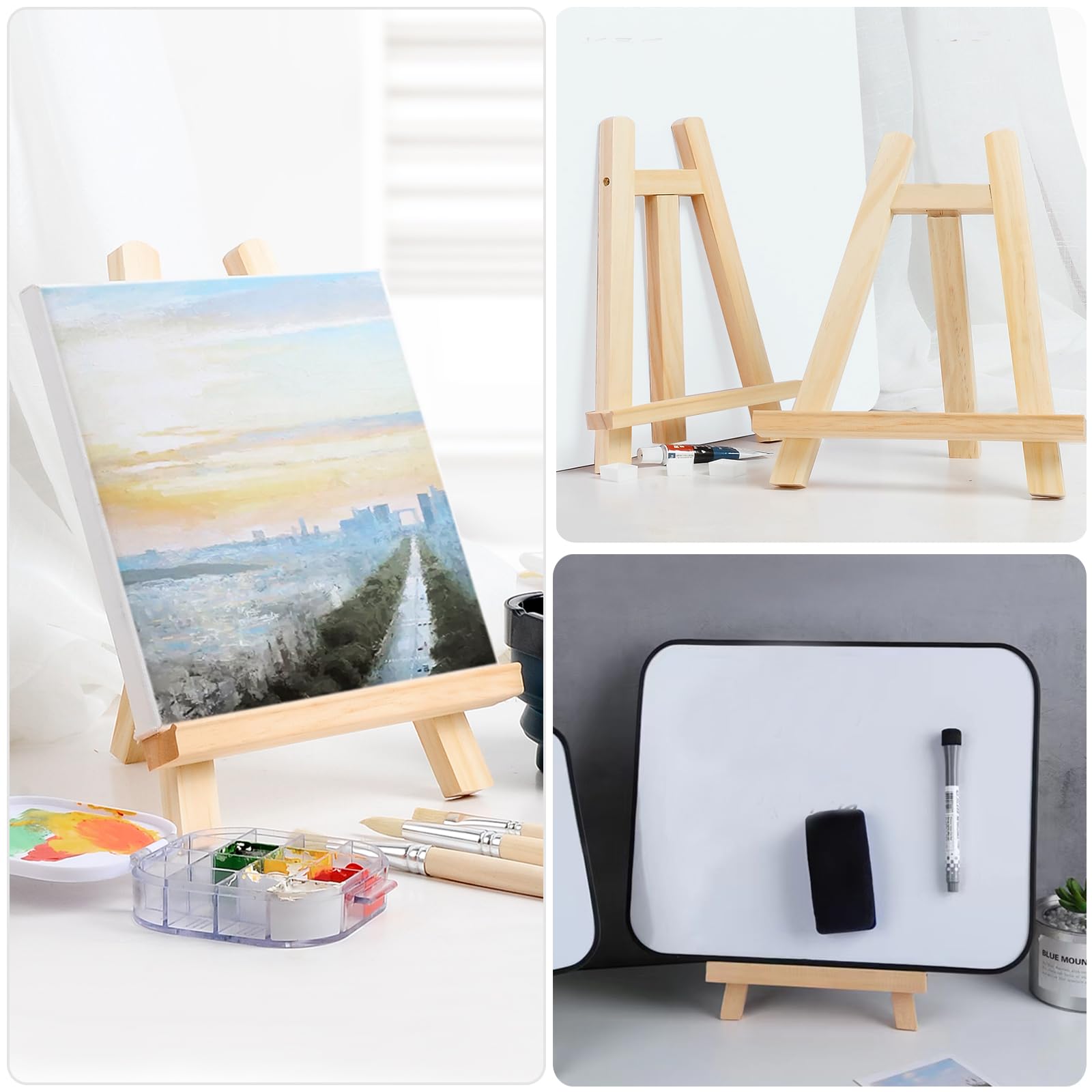 2 Pezzi Cavalletto Quadro Piccolo in Legno, Cavalletto Pittura Piccolo da Tavolo, Mini Cavalletto per Visualizzazione di Pittura, Disegno, Foto (20x28cm)