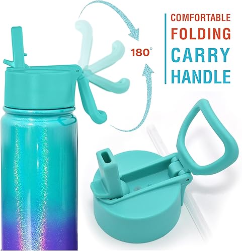 Miniatura 5 de CHILLOUT LIFE Botella de agua aislada para niños de 22 oz para la escuela con tapa de pajita a prueba de fugas y lindas calcomanías impermeables,