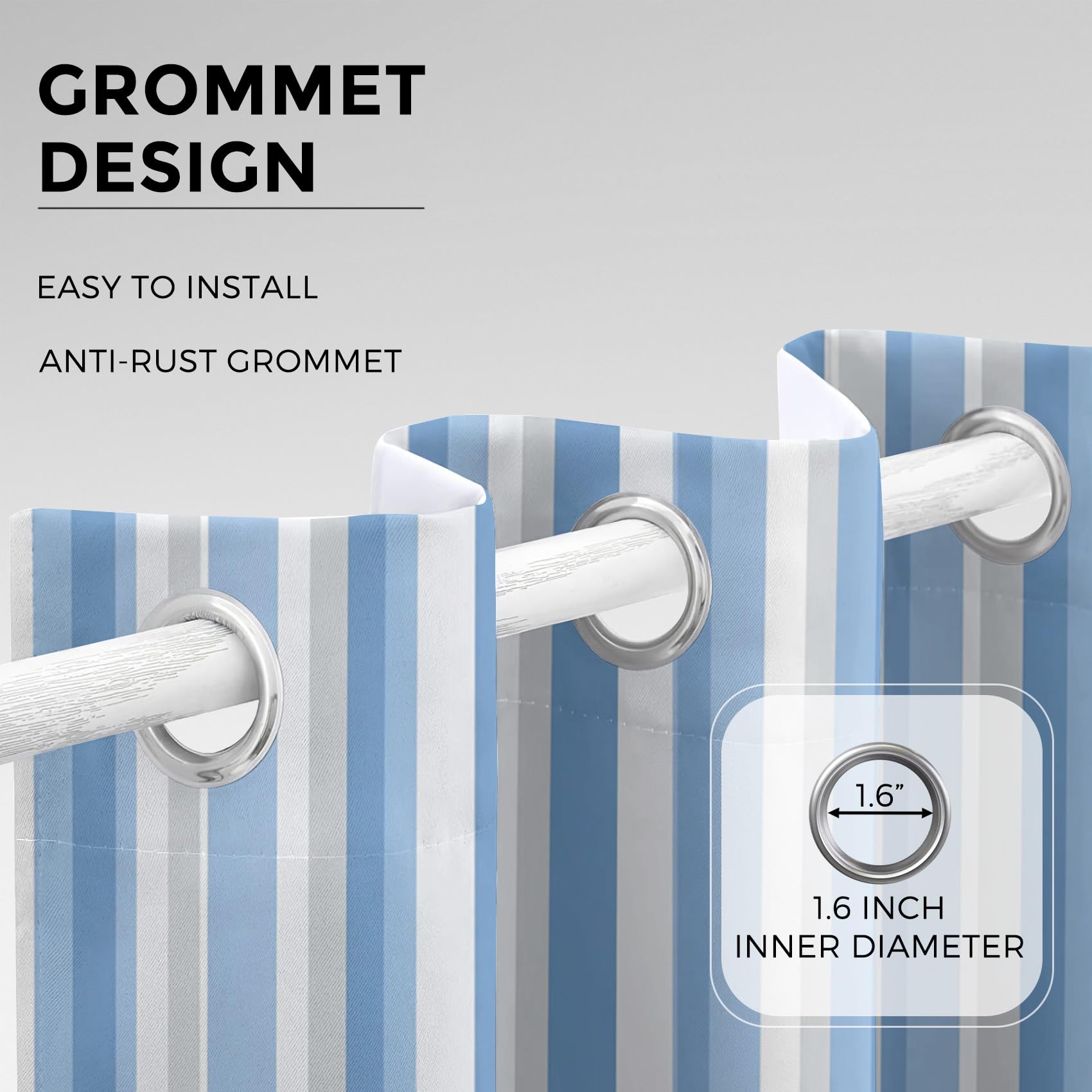 Generisch Streifen Vorhänge Wohnzimmer, Verdunklungsvorhänge Blau Weiß Gestreift mit Ösen, Vorhang Blickdicht mit Muster, Gardinen für Wohnzimmer Deko 2er Set, H 200 X B 140 cm B-D57