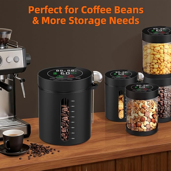 Canister de Café al Vacío Automático ZDXBO 1.3L, Hermético con Sensor miniatura 9