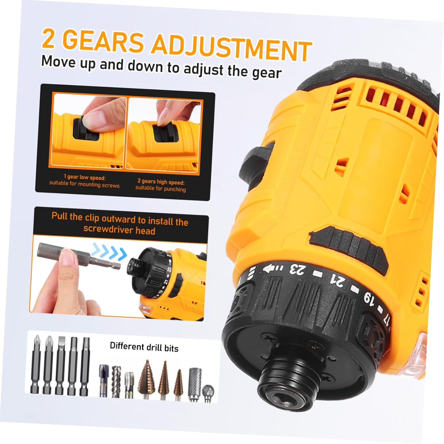 Power Screwdriver Cordless Electric Tool Rechargeable High-speed Rotation for Home Repair Diy Projects Versatile Multifunctional with Us Plug