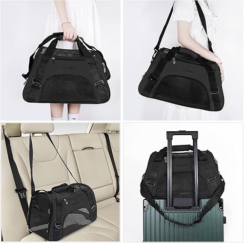 Miniatura 27 de JMOON Bolsa de transporte para mascotas de lados suaves, aprobada por aerolíneas para gatos y perros, transportador de viaje plegable y cómodo