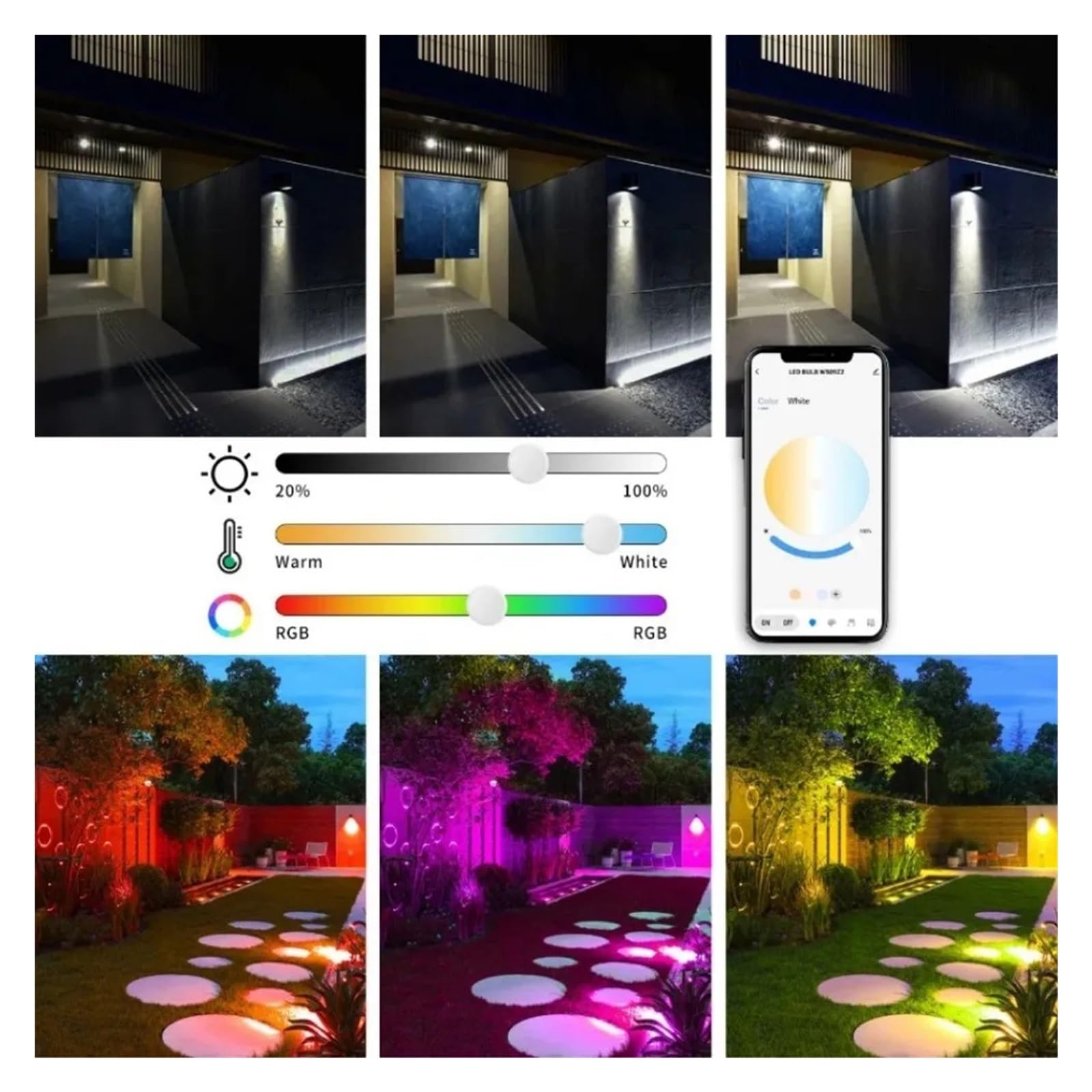 Luce di inondazione a LED per esterni Proiettore RGB Smart APP Controllo vocale RGB CW 3000K-6500K 30W 50W 100W for faretti for illuminazione esterna for feste in giardino per Festival, Feste, Sarchia