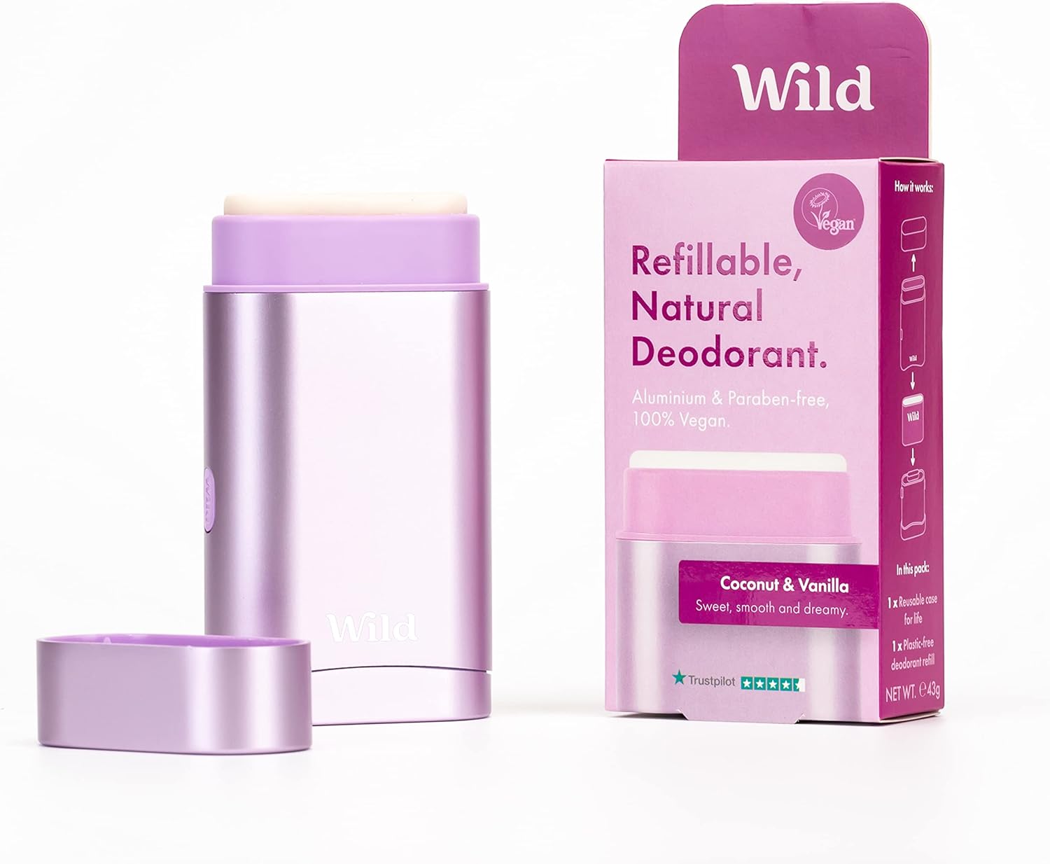 Wild Natural Refillable Deodorant Vegan & EcoFriendly Aluminium