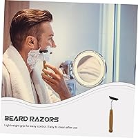 Vista 5 de balacoo 4 unids hombres tradicional mango de bambú afeitar afeitar acero inoxidable herramienta de peluquería para afeitar suave