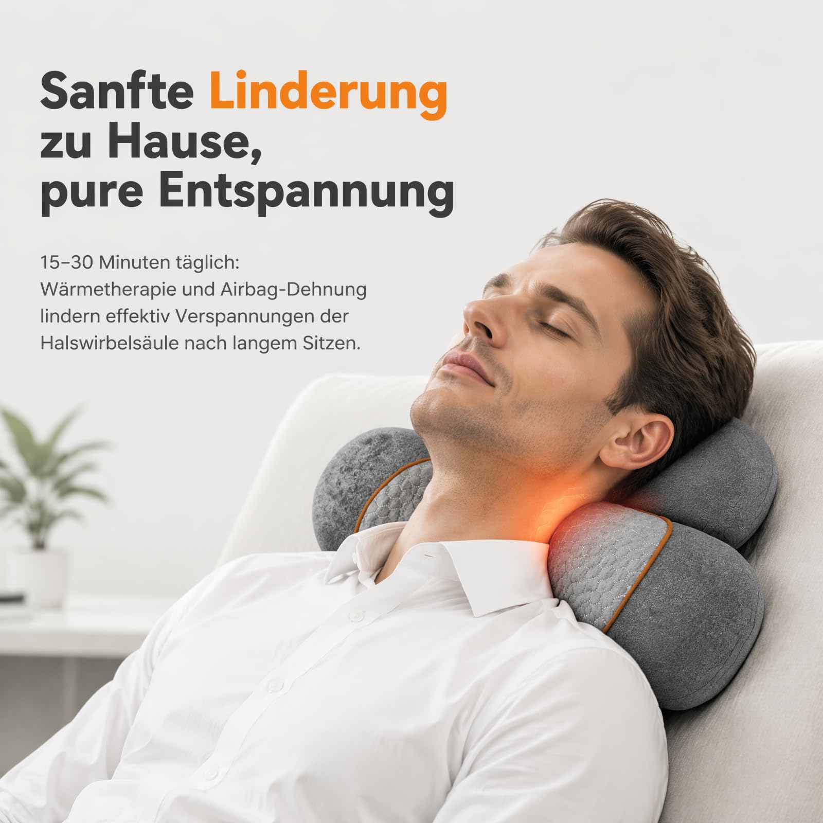 Nacken Massagegerät, 3in1 Elektrisch Nackenmassagekissen,Entspannungskissen | Massagegerät Nacken mit Wärme & Vibration, Massagekissen,Ergonomisches Memory-Schaum Massagegerät für Nacken Rücken Schulter