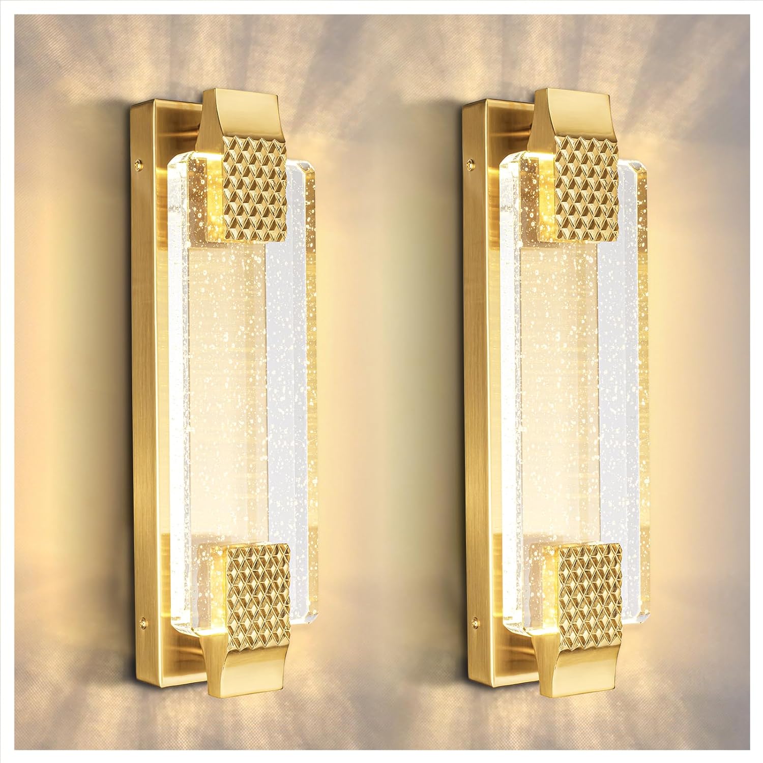 Wall Sconce Bubble Glass & Metal Frame 8W LED Hardwired Wall Lighting Fixtures for Bedroom Living Room Porch(Golden,1pc)