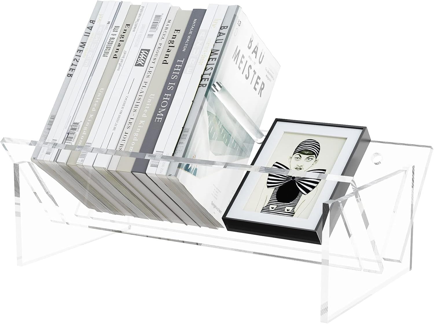 RekRang Acrylic Desktop Bookshelf,Clear Mini Tilted Desktop