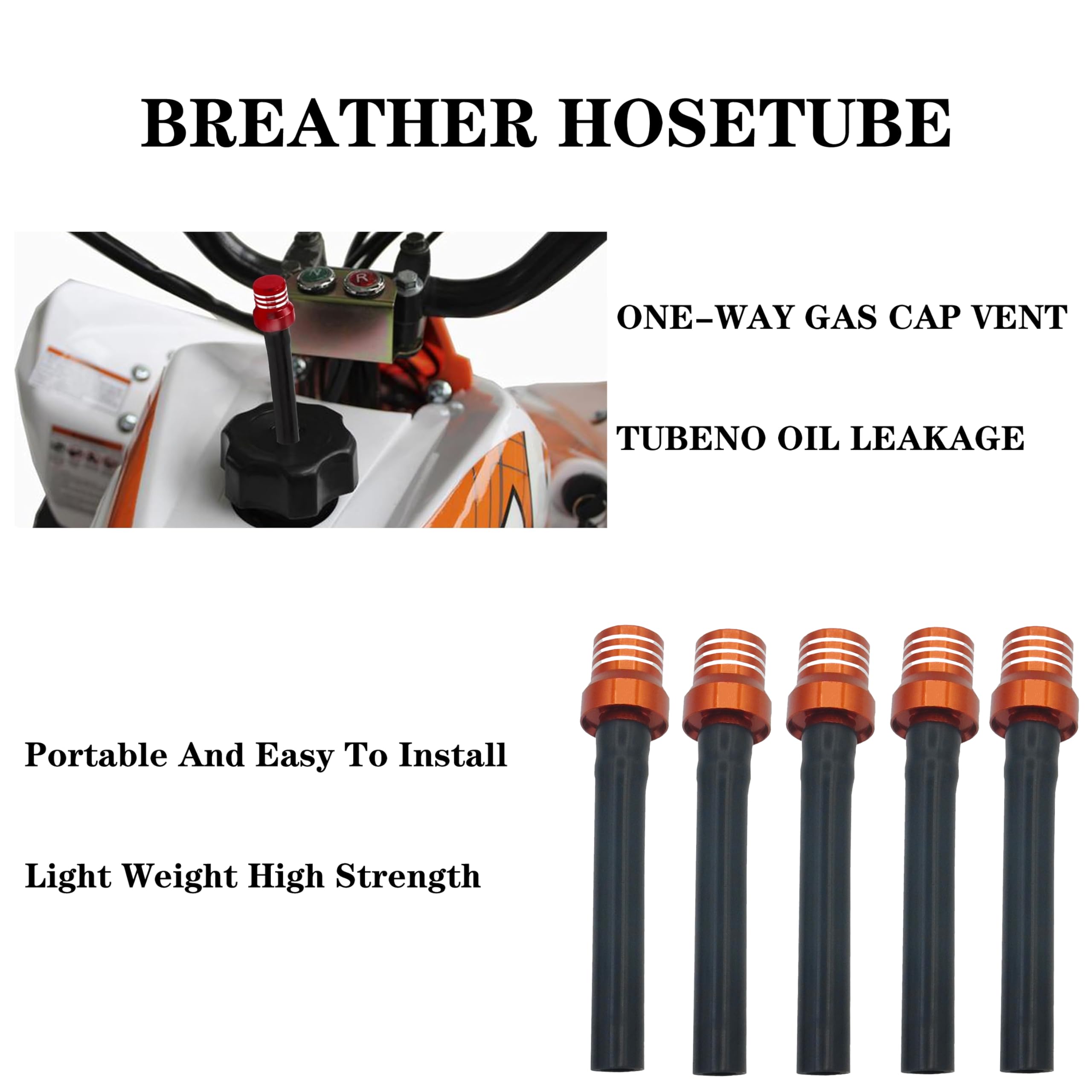 Aluminum Fuel Tank Breather Hose Gas Fuel Tank Cap, CNC One Way Tank Valve Vent Tube With Aluminum Breather Valve, Universal For ATV Quad CRF YZF RMZ KLX DRZ Pit Dirt Bike