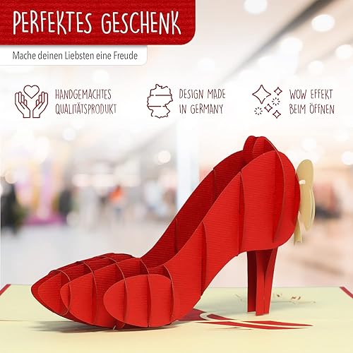 Miniatura 3 de LIN17387 - LIN 3D Pop Up Card, Tarjeta de regalo, Compras, Tarjeta de cumpleaños, Ocasión Especial, Día de la Madre, Zapato Rojo, N259