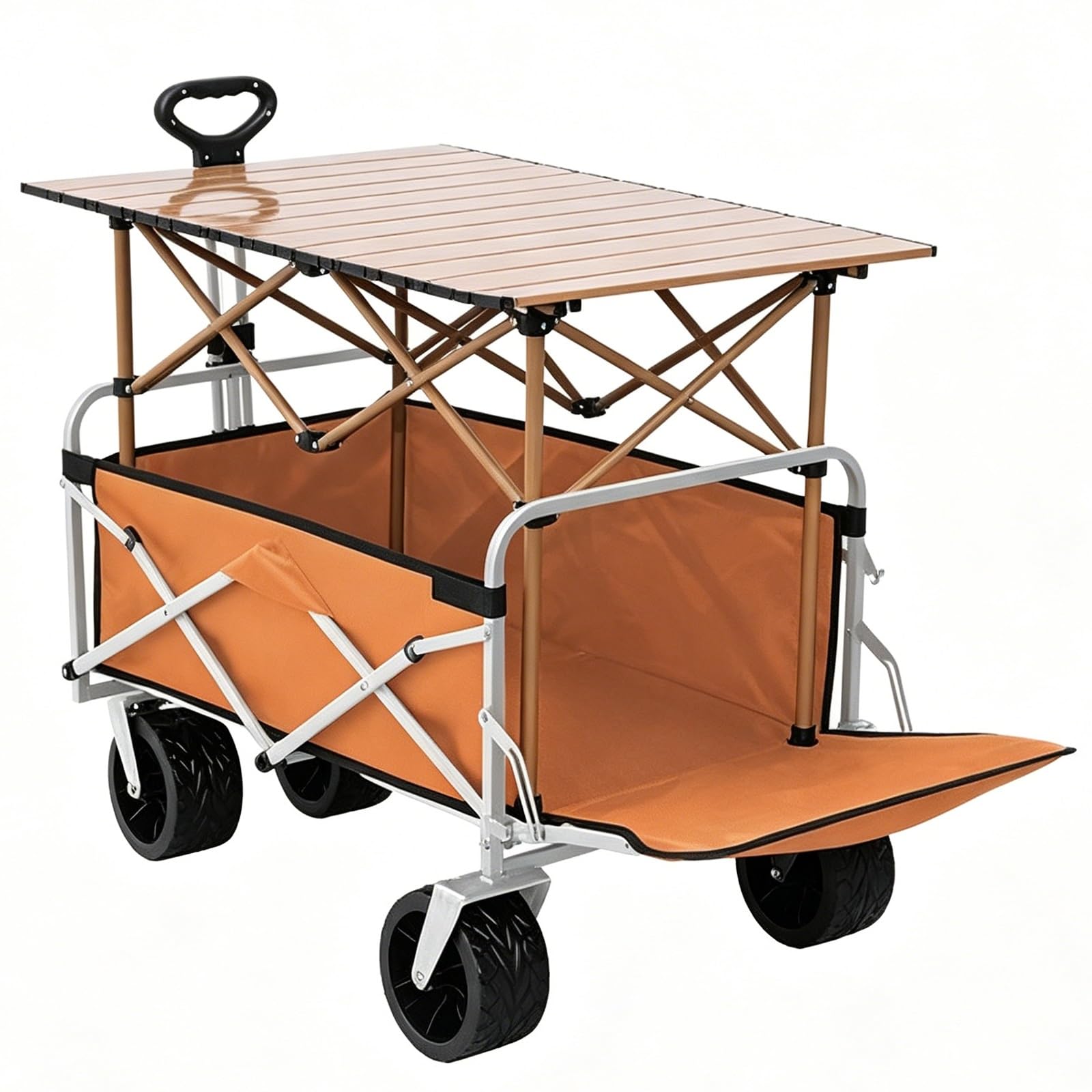 Folding Utility Wagon with Table Top Heavy Duty Collapsible Cart Camping