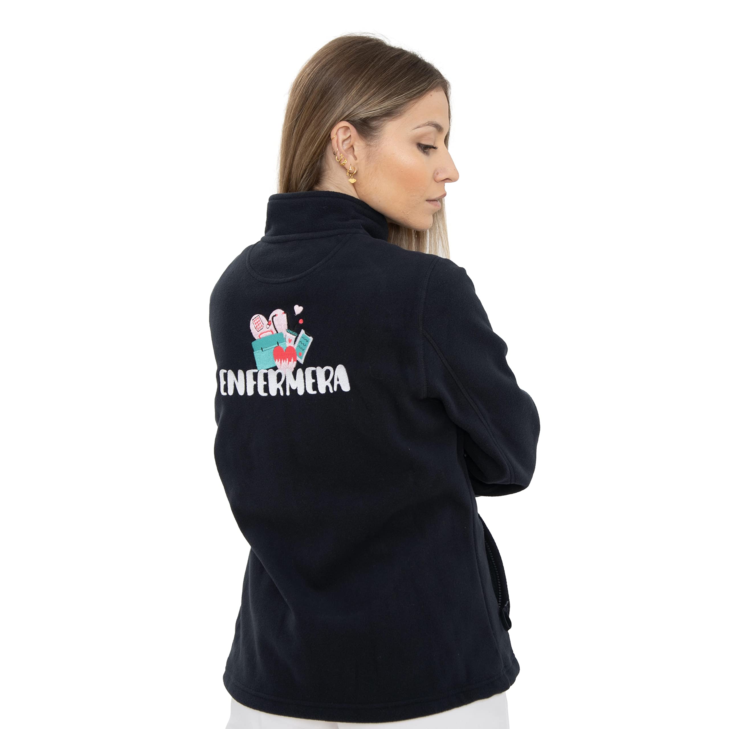 Forro Polar Enfermera Sudadera Bordado Bolsillos y Cremallera Colores Suave Mujer Personalizable
