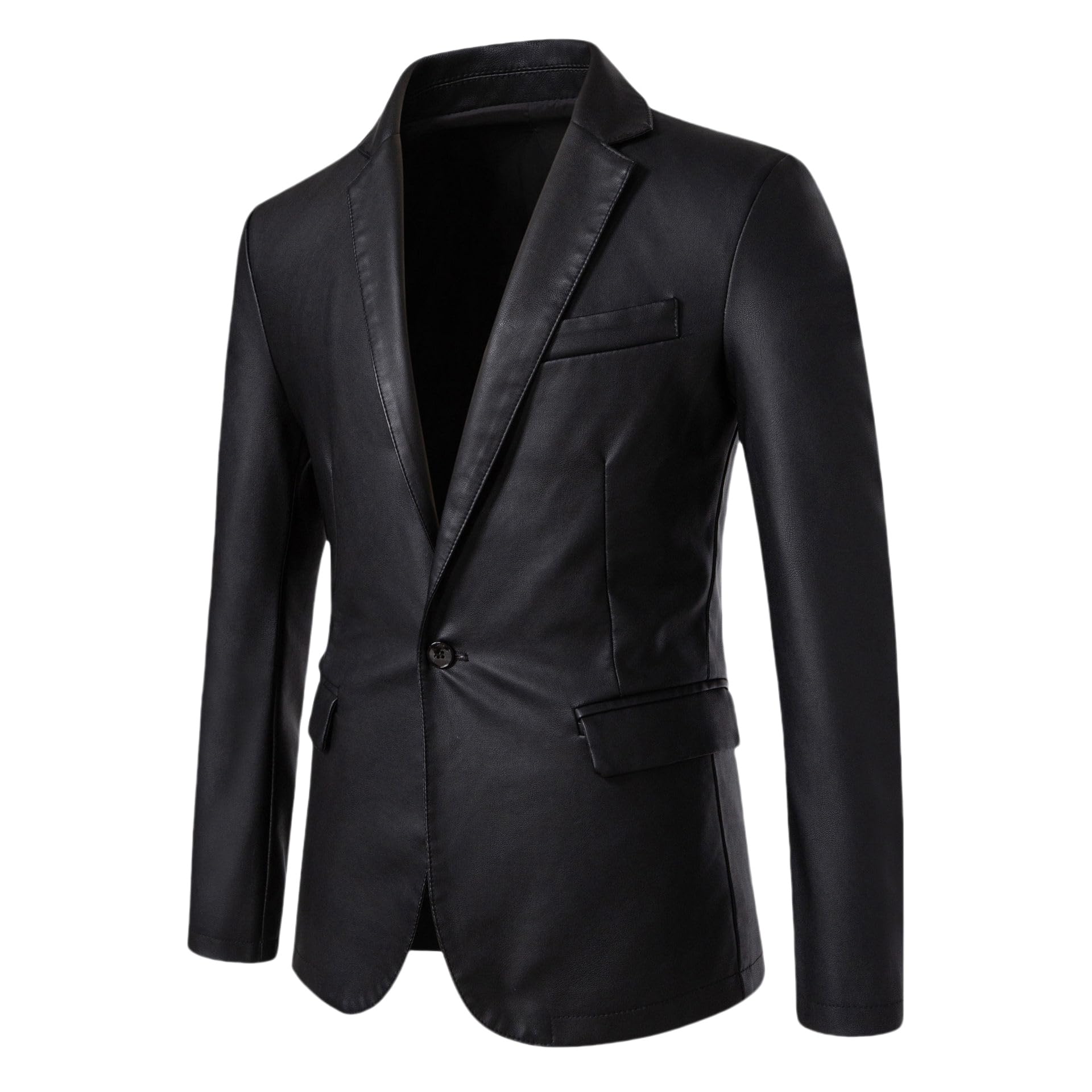 Generico Giacche Sportive Casual da Uomo, Leggere, in Similpelle, Blazer, Giacche con Un Bottone, Capispalla da Lavoro, Tempo Libero, Giacca A Vento, Impermeabile Traspirante, Nero XXS