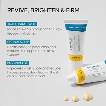 DR.MELAXIN TX Tranexamic Acid Retinalsome Dual Eye Cream with Adenosine Niacinamide for Dark circle Repairing | Daily Anti-Aging Under Eye Care | 50ml - Korean Skin care