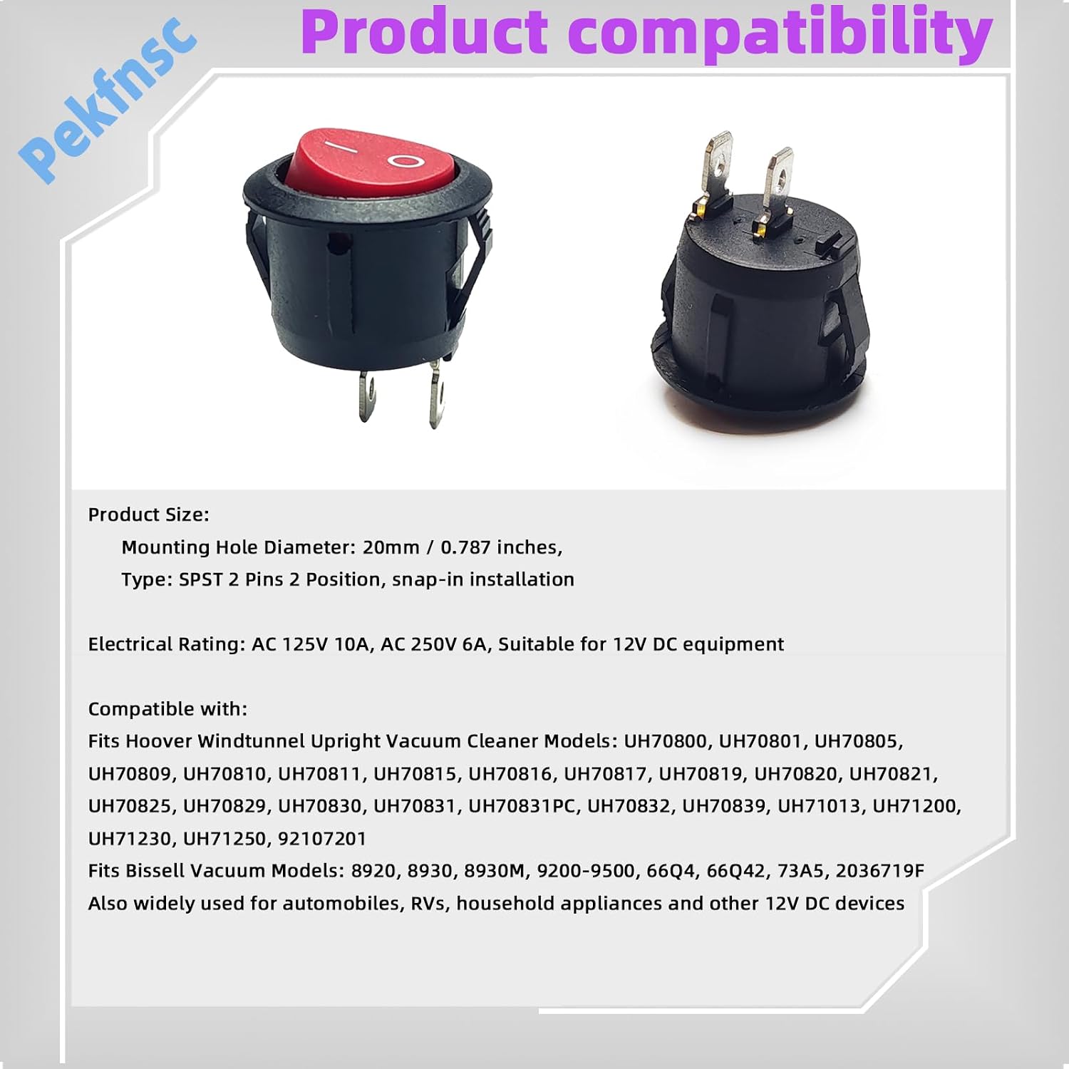 KCD1 Red Round Rocker On Off Power Switch Replace Parts 440003992 270046001